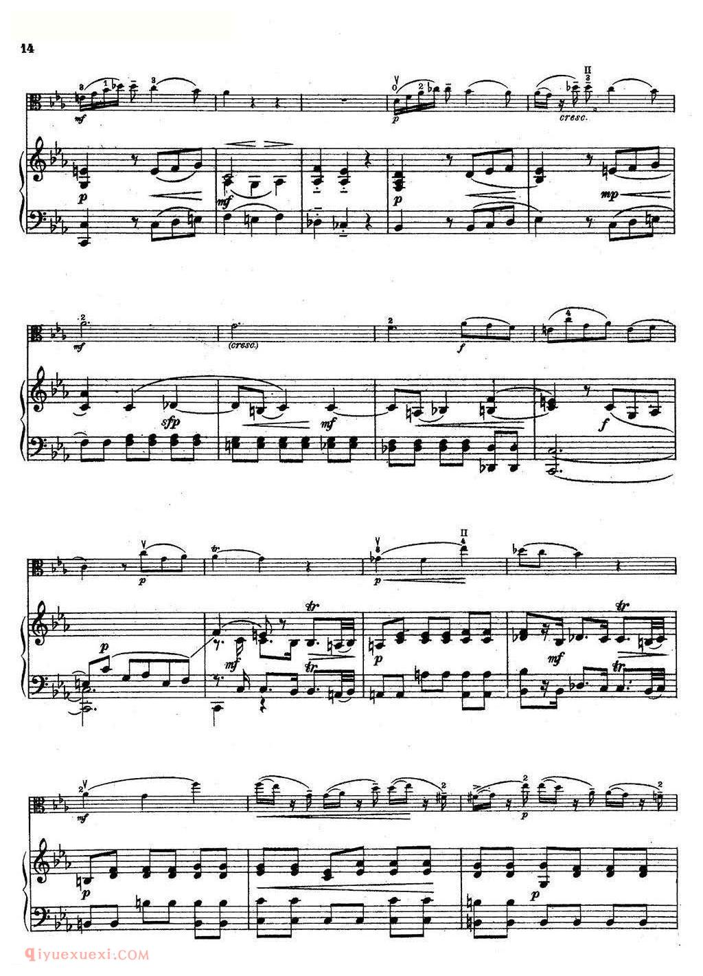 泽尔特 中提琴协奏曲 Ⅱ 钢伴谱
