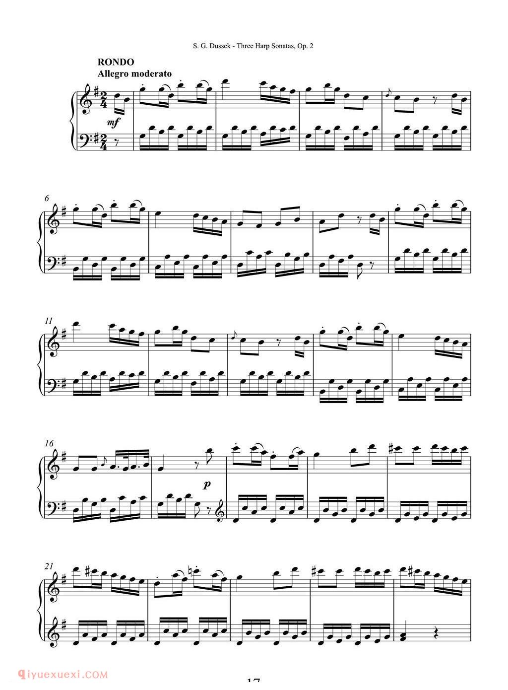 杜塞克三首竖琴奏鸣曲 Op.2 No.2/Dussek Three Harp Sonatas Op. 2 No.2