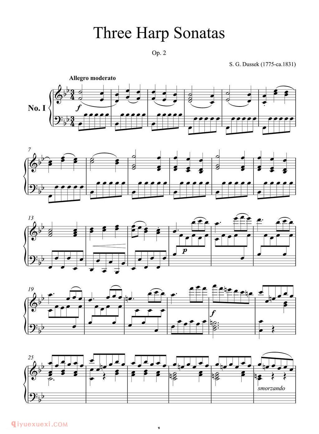 杜塞克三首竖琴奏鸣曲 Op.2 No.1/Dussek Three Harp Sonatas Op. 2 No.1