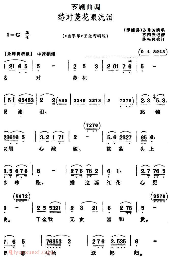 芗剧曲调【愁对菱花眼流泪】选自/血手印/王金鸾唱腔