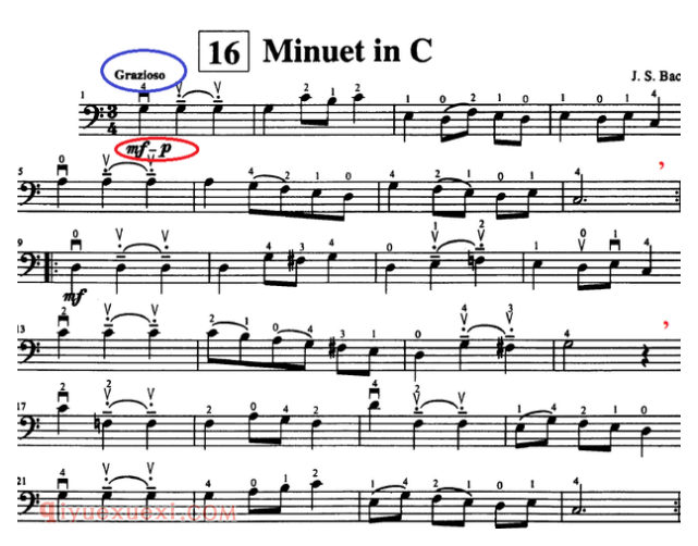 ​铃木大提琴教学14：Minuet in C