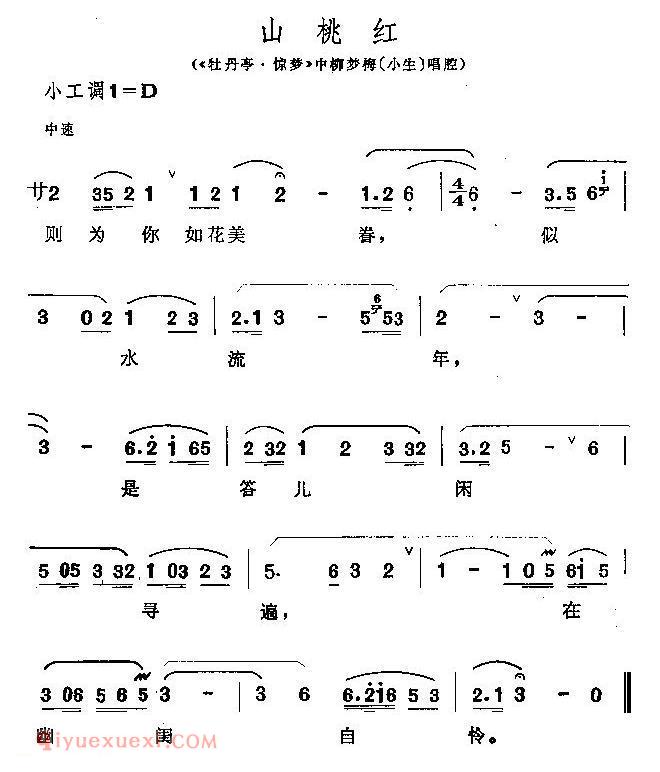 昆曲[山桃红]牡丹亭·惊梦/柳梦梅唱段