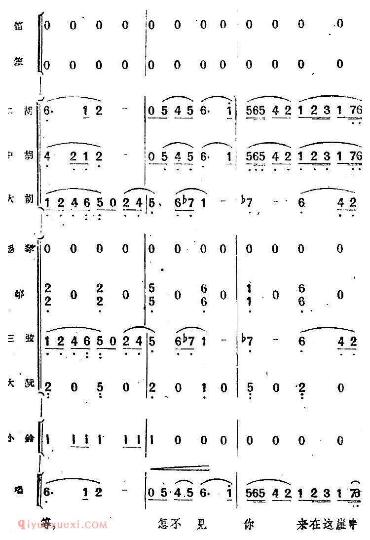 歌剧《小二黑结婚》第二十三曲 怎不见你在这崖畔上/民乐合奏总谱