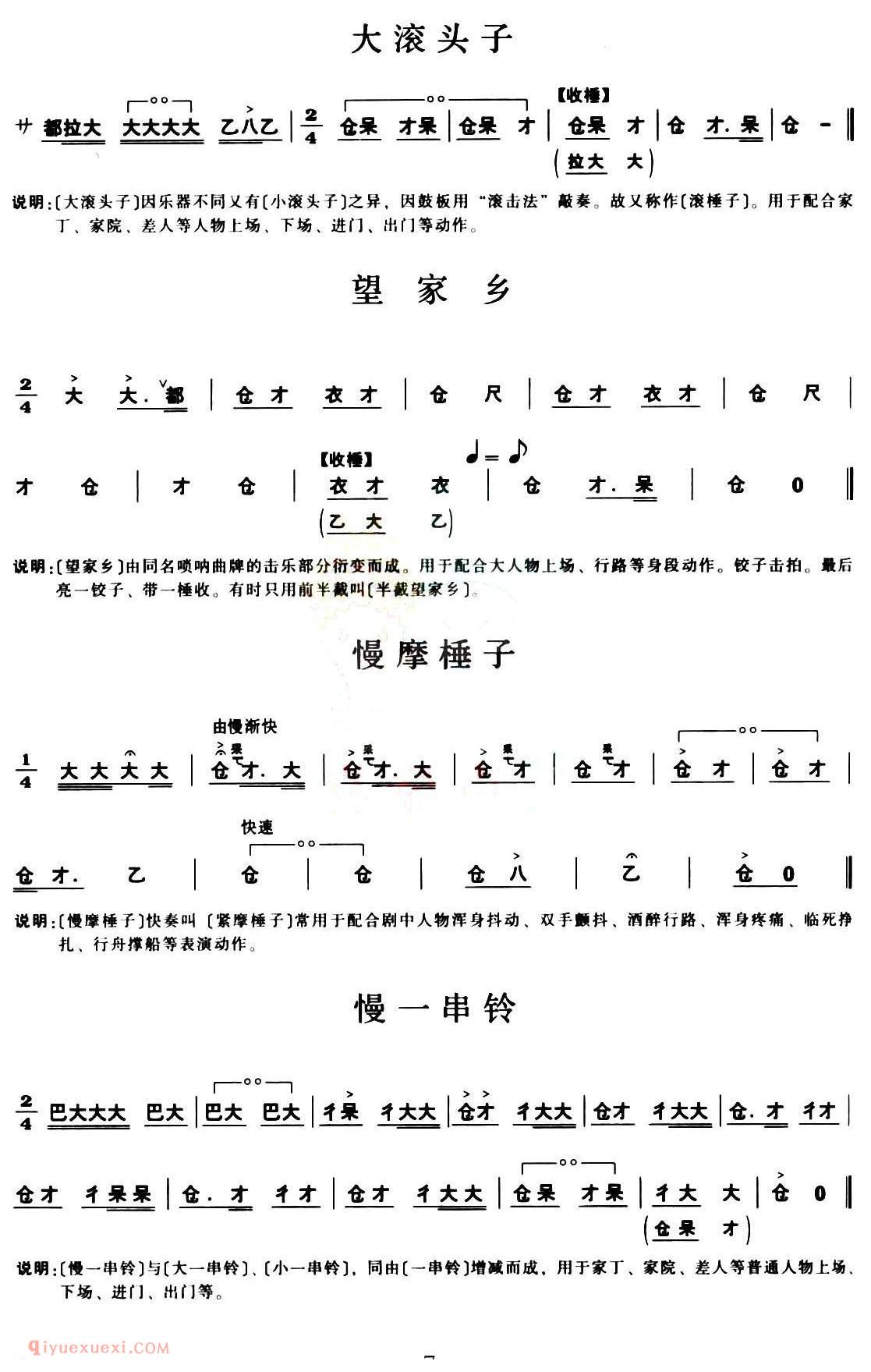 秦腔《锣鼓谱》简谱