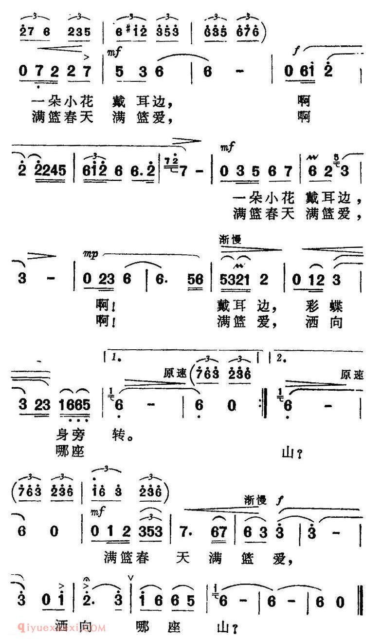 美声歌曲谱《紫苜蓿开了》