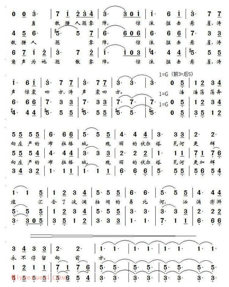 简谱《伏尔塔瓦河/林华填词编合唱版》捷克