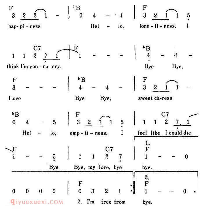 简谱《Bye Bye Love/再见吧，爱情》美国