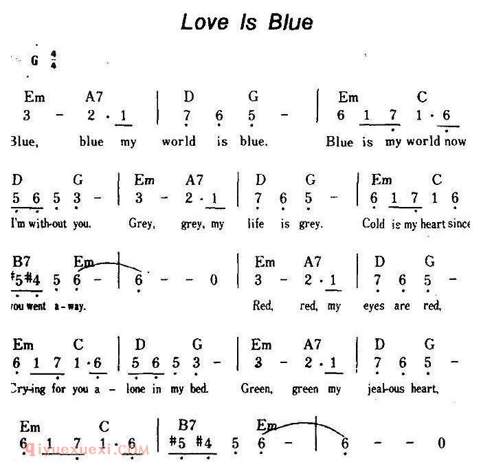 简谱《Love Is Blue/爱情是蓝色的》美国