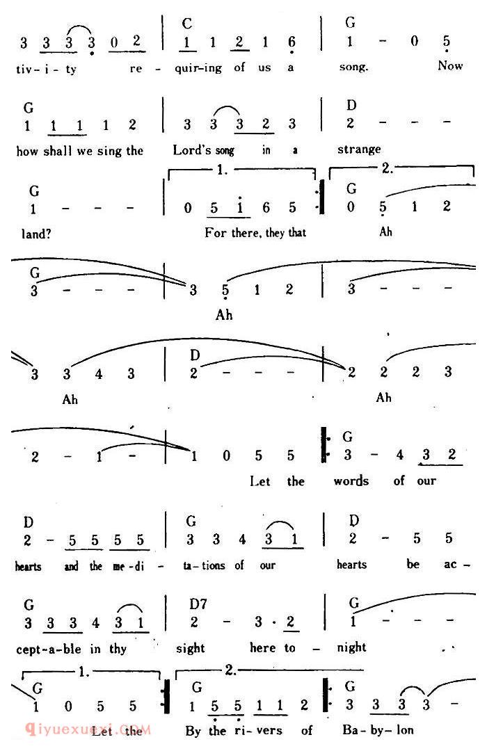 简谱《Rivers Of Babylon/巴比伦河、带和弦》美国