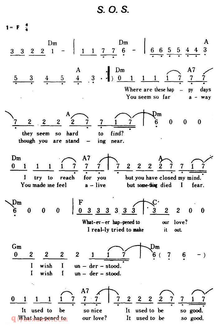 简谱《S.O.S/带和弦》美国