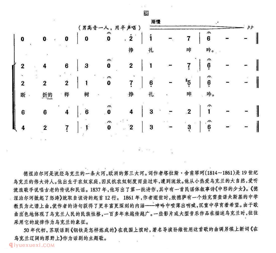 简谱《德涅泊尔河掀起怒涛/合唱》俄罗斯