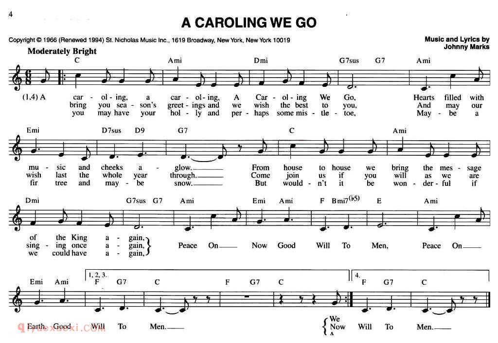 五线谱《A CAROLING WE GO 》