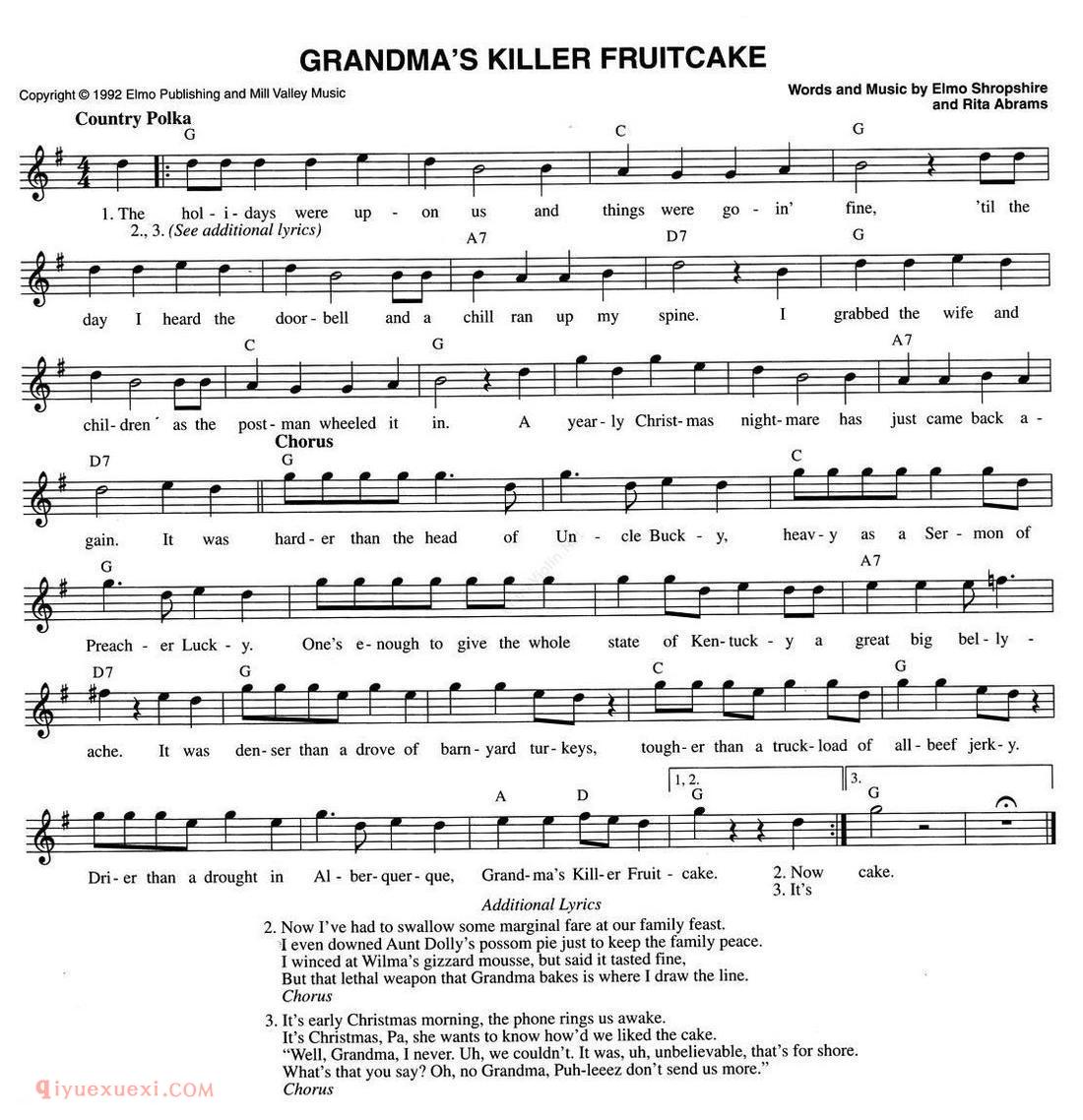 五线谱《GRANDMA'S KILLER FRUITCAKE》