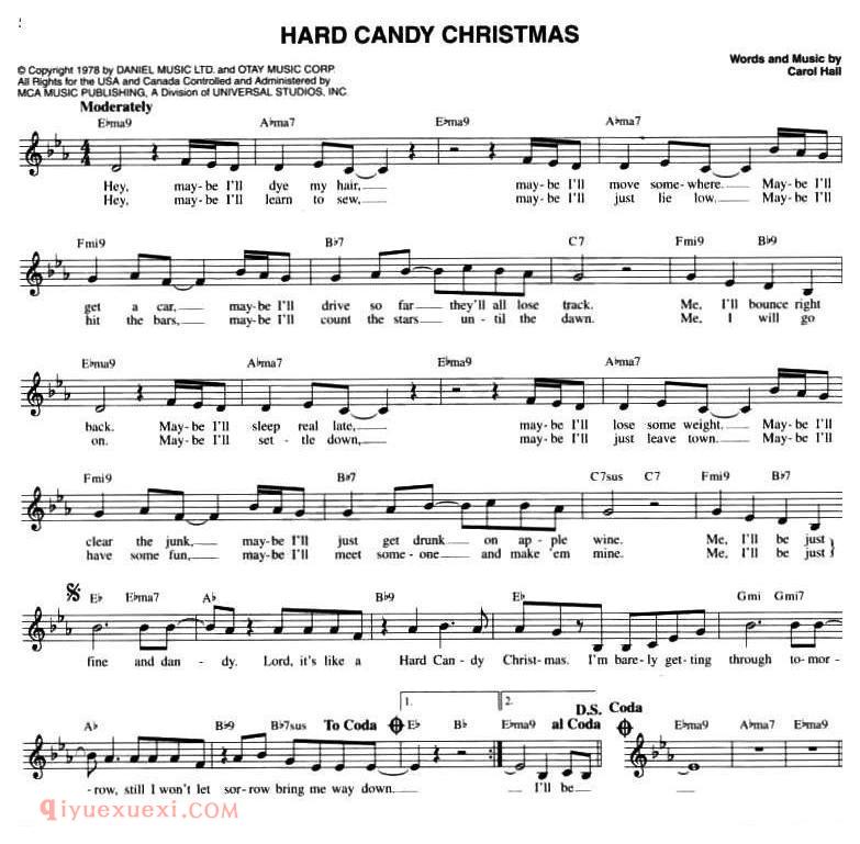 五线谱《HARD CANDY CHRISTMAS》