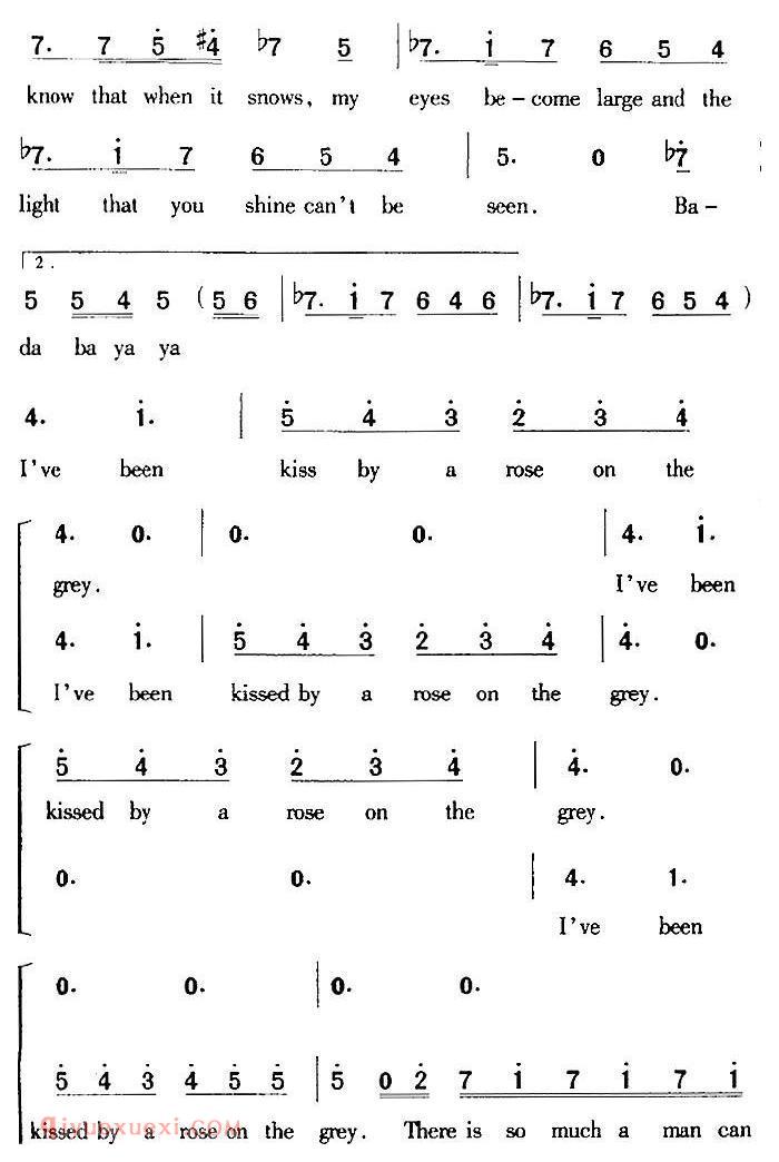 五线谱《Kiss From A Rose 玫瑰之吻》