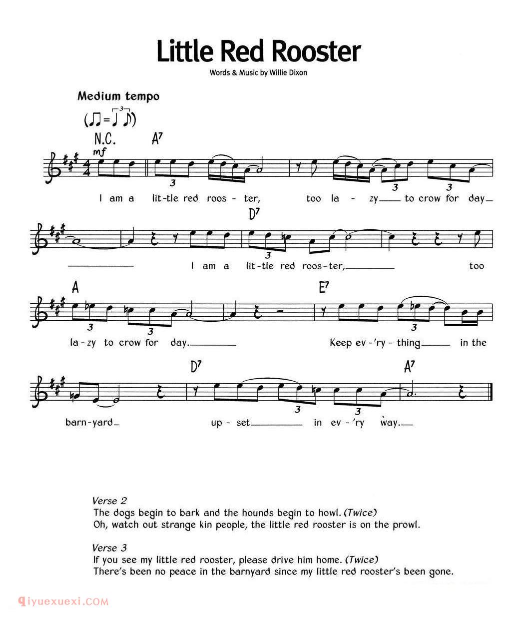 Little Red Rooster_蓝调音乐 | 五线谱