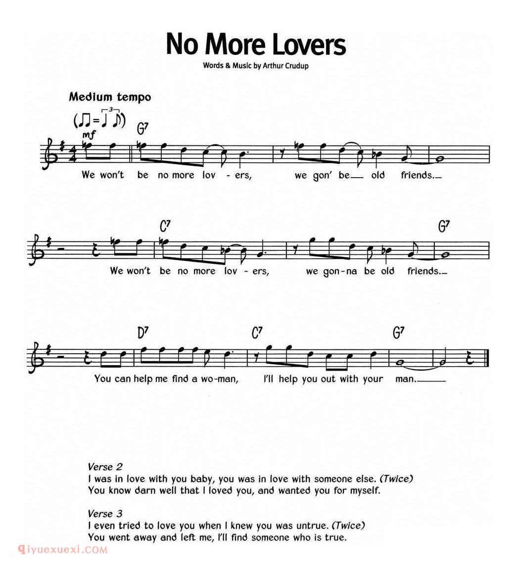 No More Lovers_蓝调音乐 | 五线谱