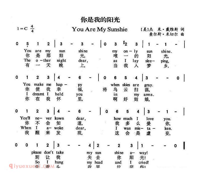 You Are My Sunshie/你是我的阳光 | 美国