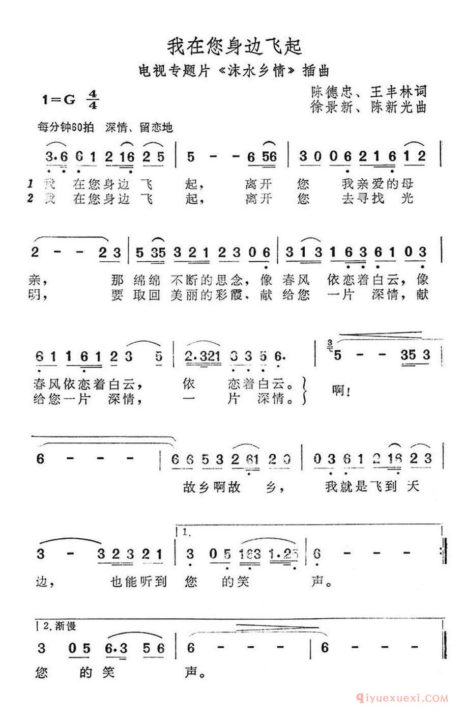 我在您身边飞起_电视专题片《沫水乡情》插曲