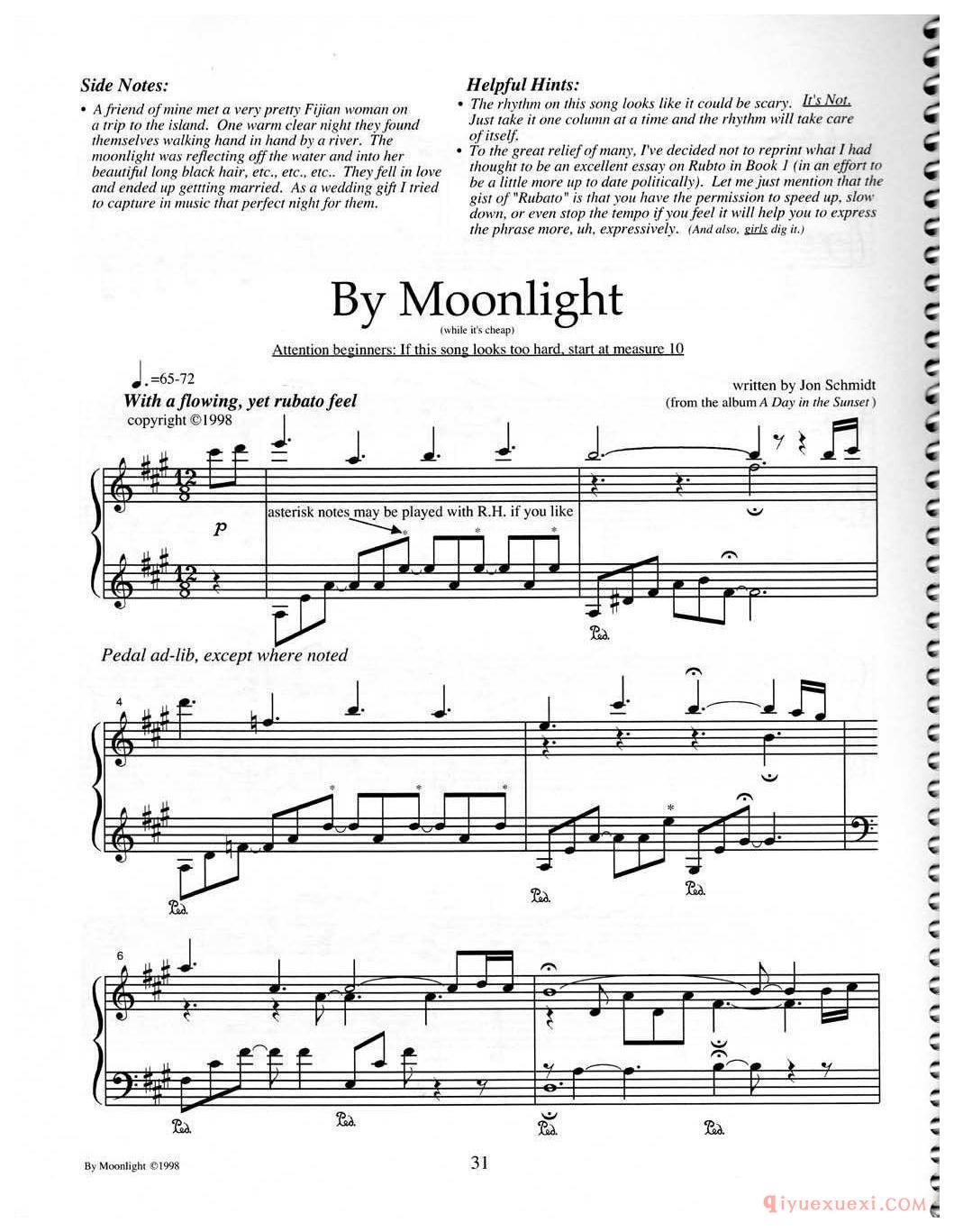 钢琴独奏曲《By Moonlight》Jon Schmidt