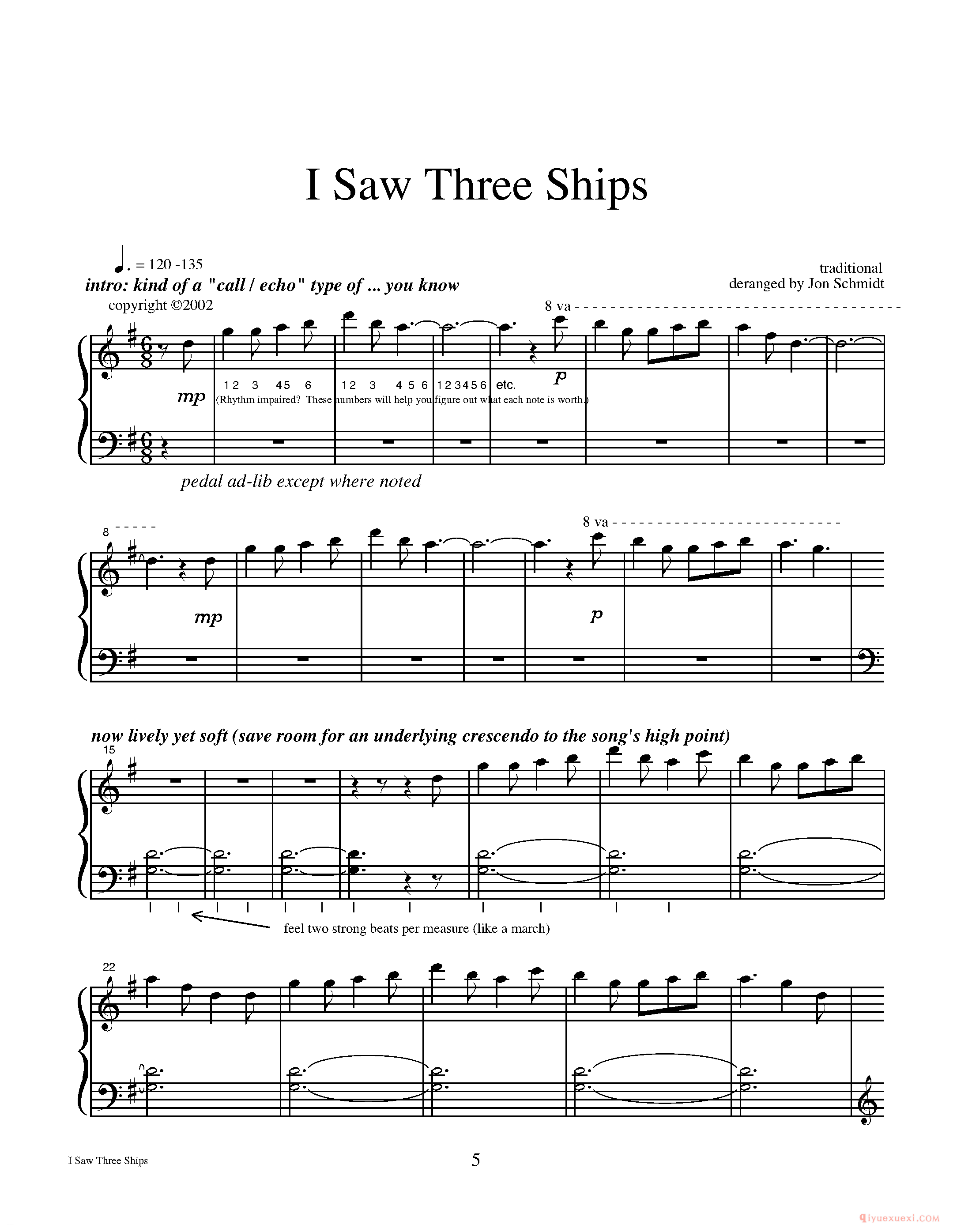 钢琴独奏曲《I saw three ships》Jon Schmidt