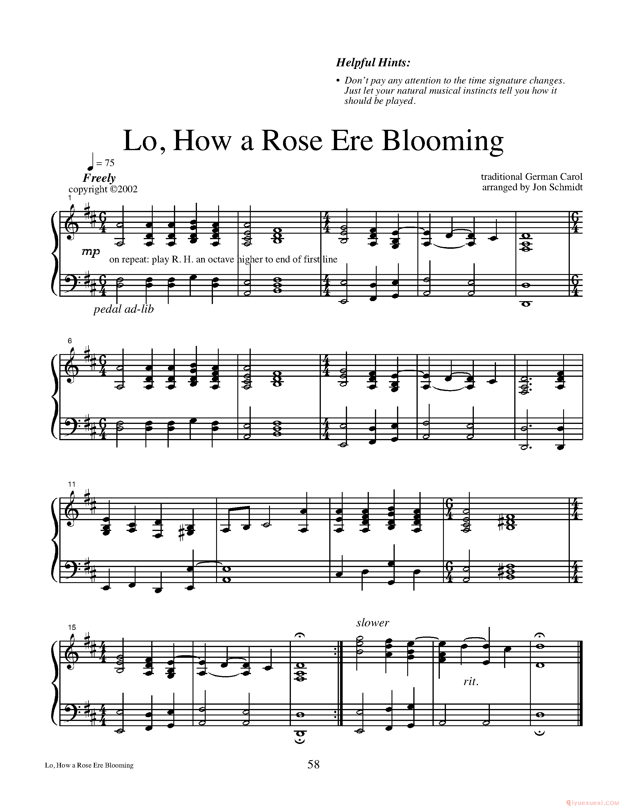 钢琴独奏曲《Lo,How a rose ere blooming》Jon Schmidt