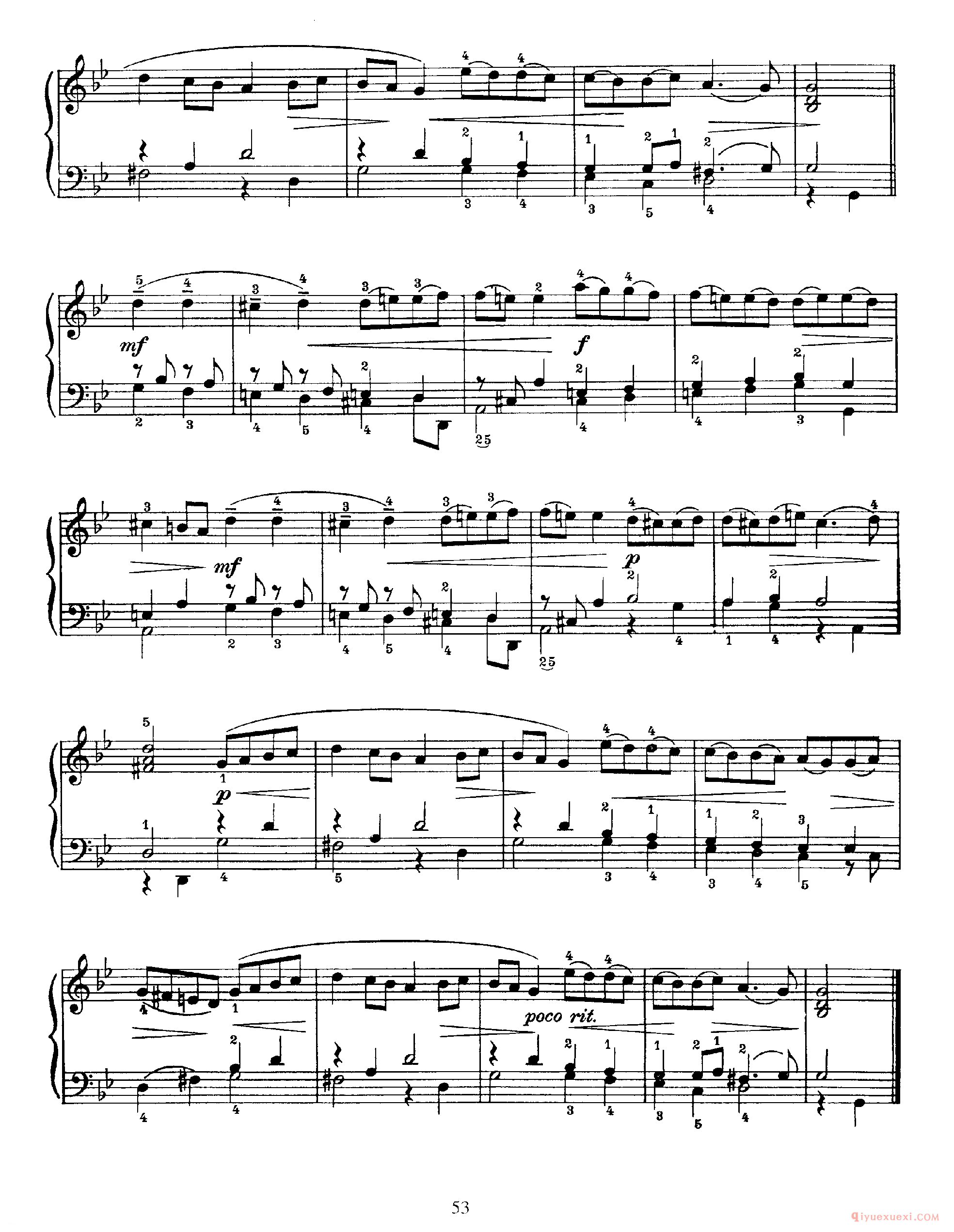 巴赫钢琴乐谱《G小调加伏特舞曲》常用曲谱