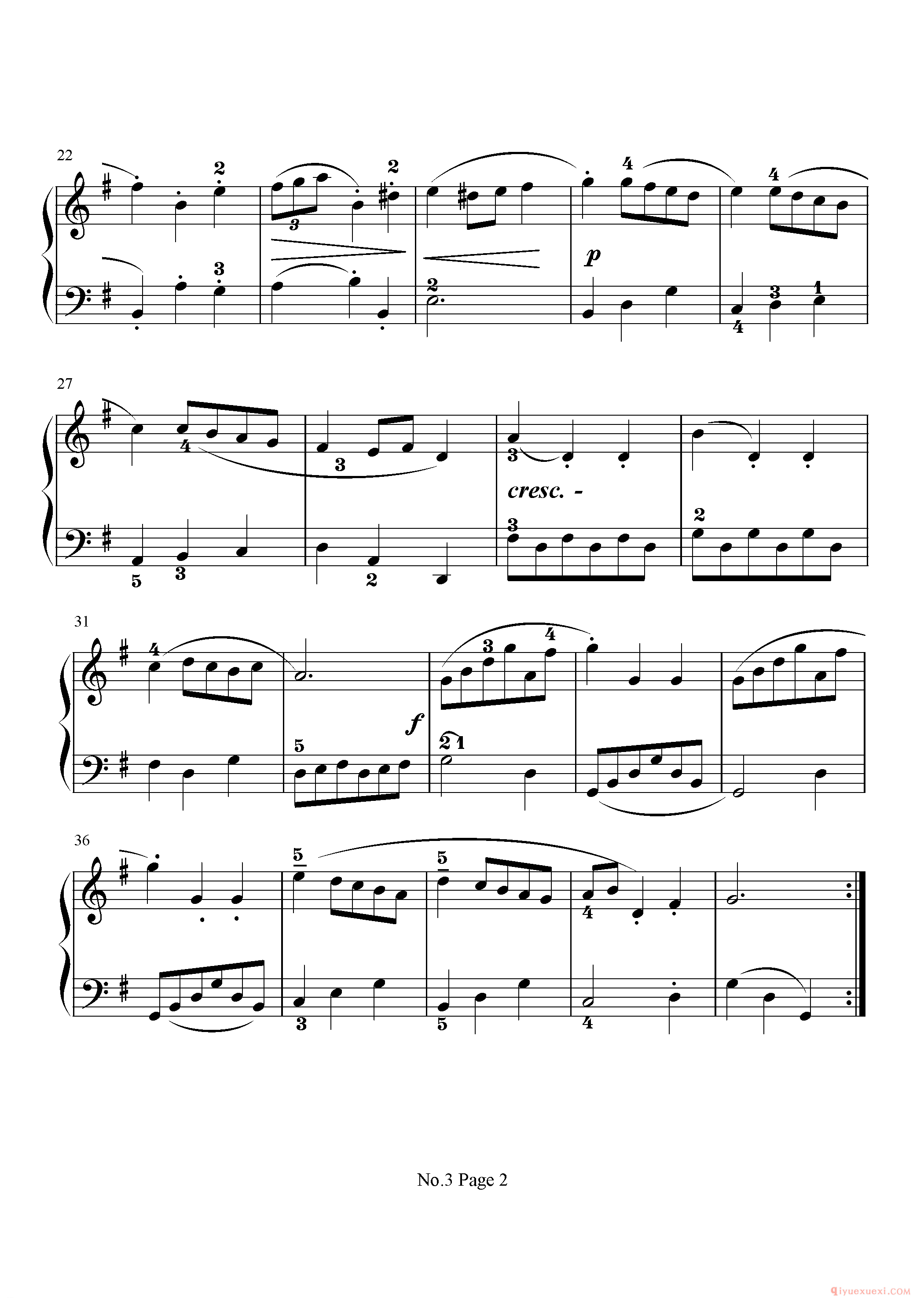 初级钢琴乐曲谱《小步舞曲 Minuet》巴赫,A study in the arpeggio of the Common Chord(close position).