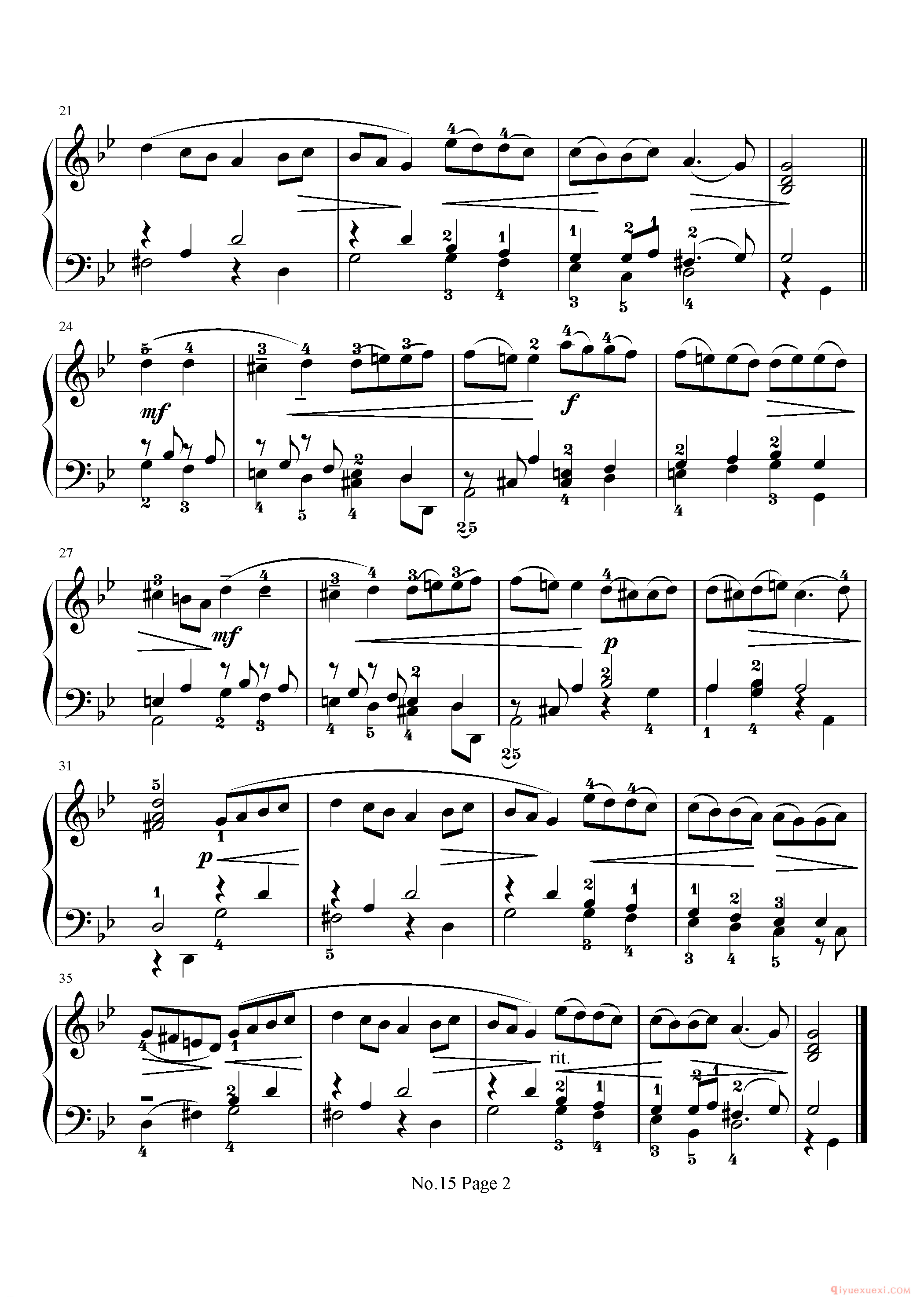 初级钢琴乐曲谱《15.加伏特舞曲 Gavotte》巴赫