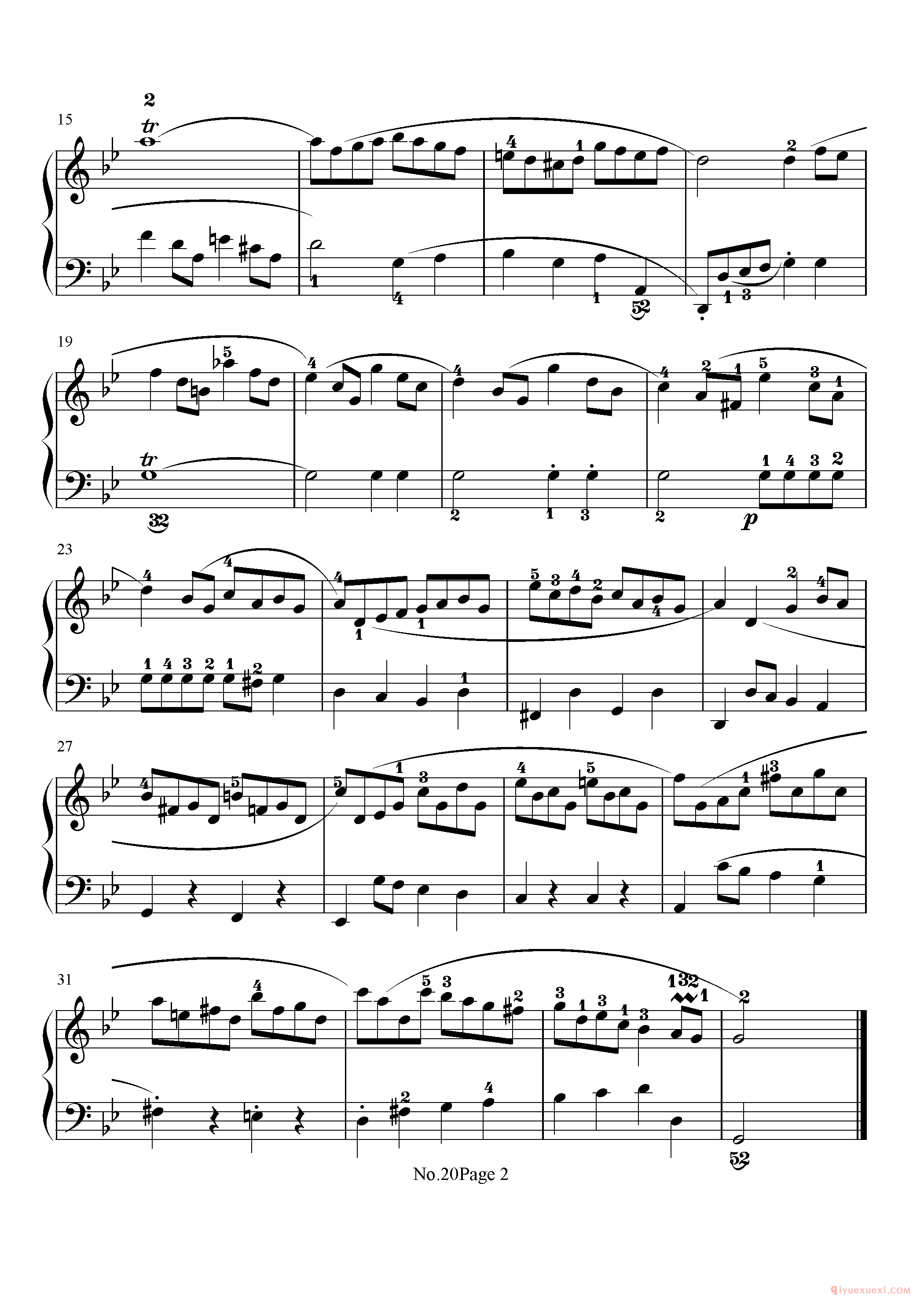 初级钢琴乐曲谱《20.加沃特舞曲 Gavotte》巴赫