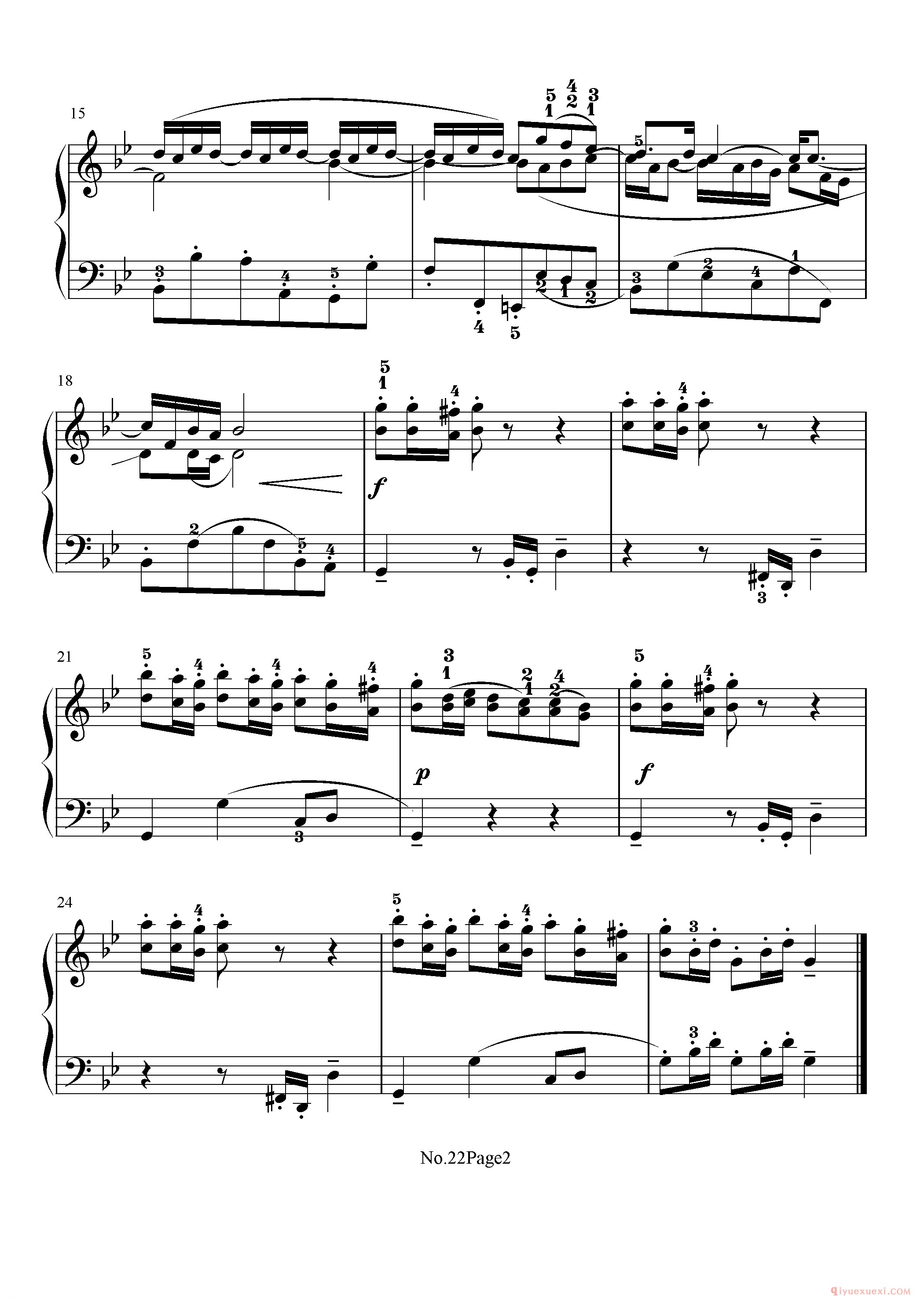 初级钢琴乐曲谱《22.波罗乃兹/波兰舞曲》巴赫