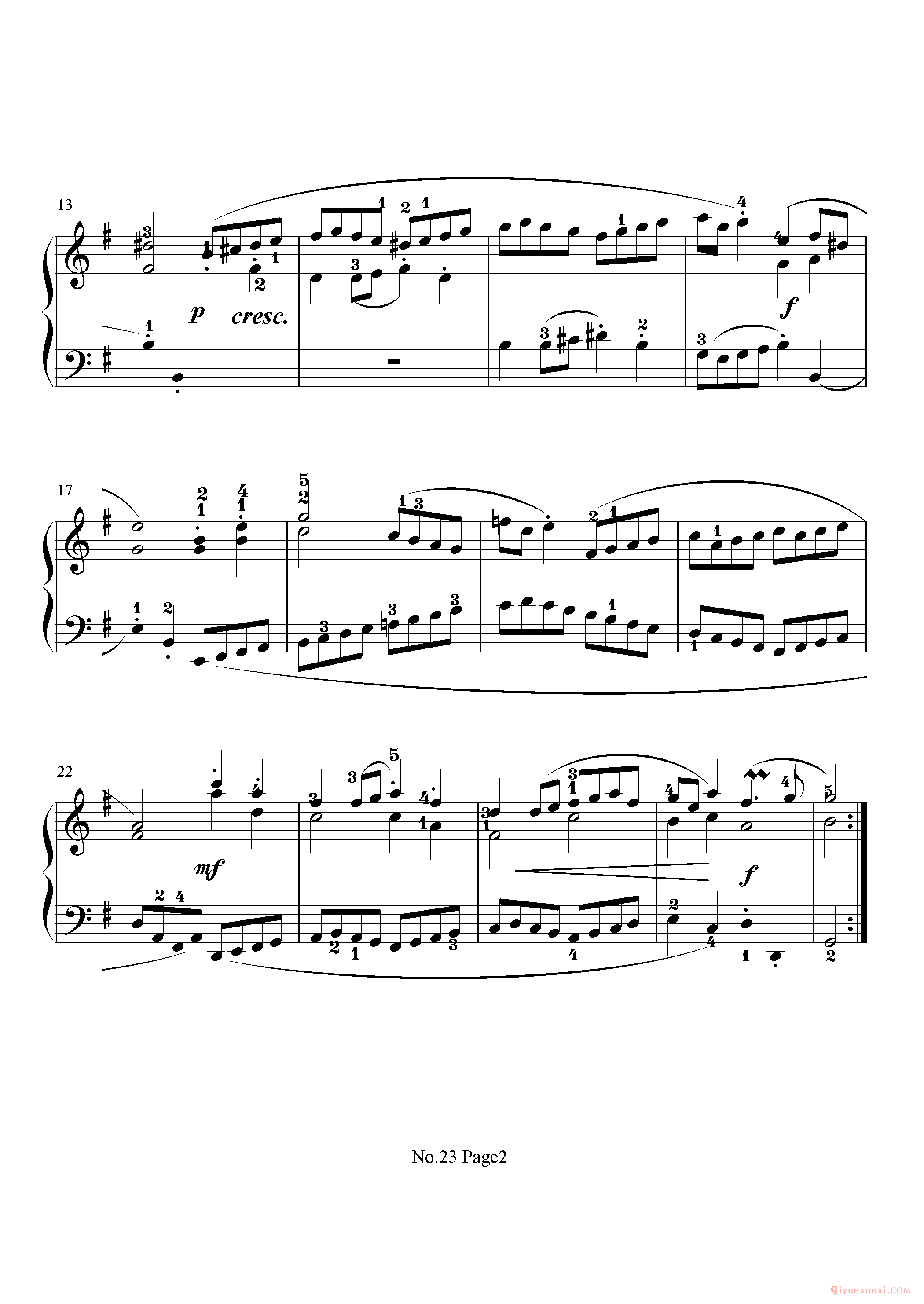 初级钢琴乐曲谱《23.加沃特舞曲/Gavotte》巴赫