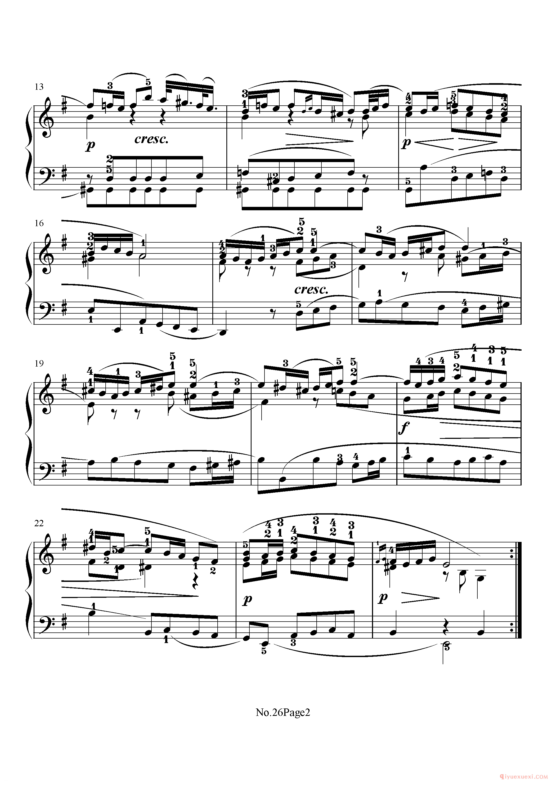 初级钢琴乐曲谱《26.萨拉班德舞曲 sarabande》巴赫