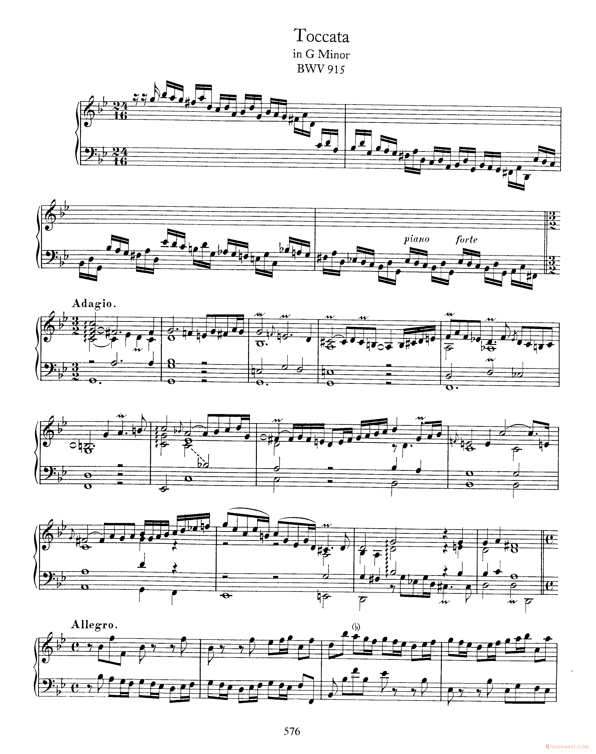 巴赫7首托卡塔《Toccata g小调 BWV915》巴赫的复调作品