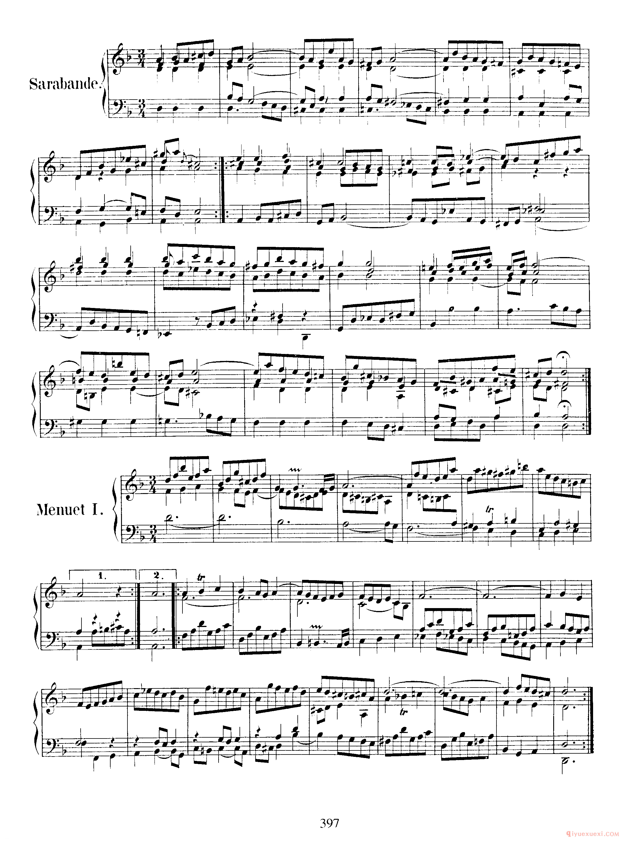 巴赫法国组曲第一首D小调《French Suite NO.1 in D Minor BWV812》