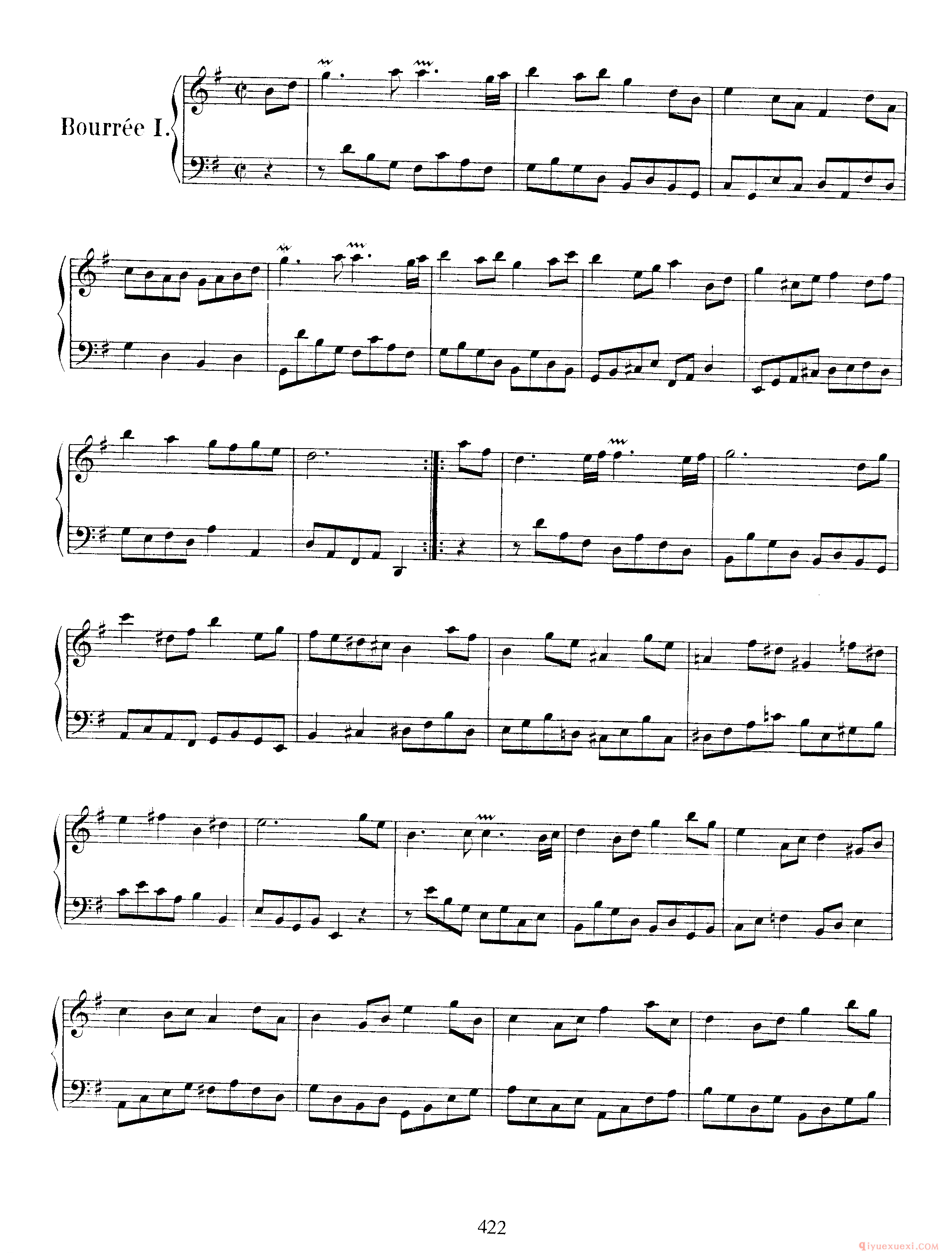 巴赫法国组曲第五首G大调《French Suite NO.5 in G Major BWV816》