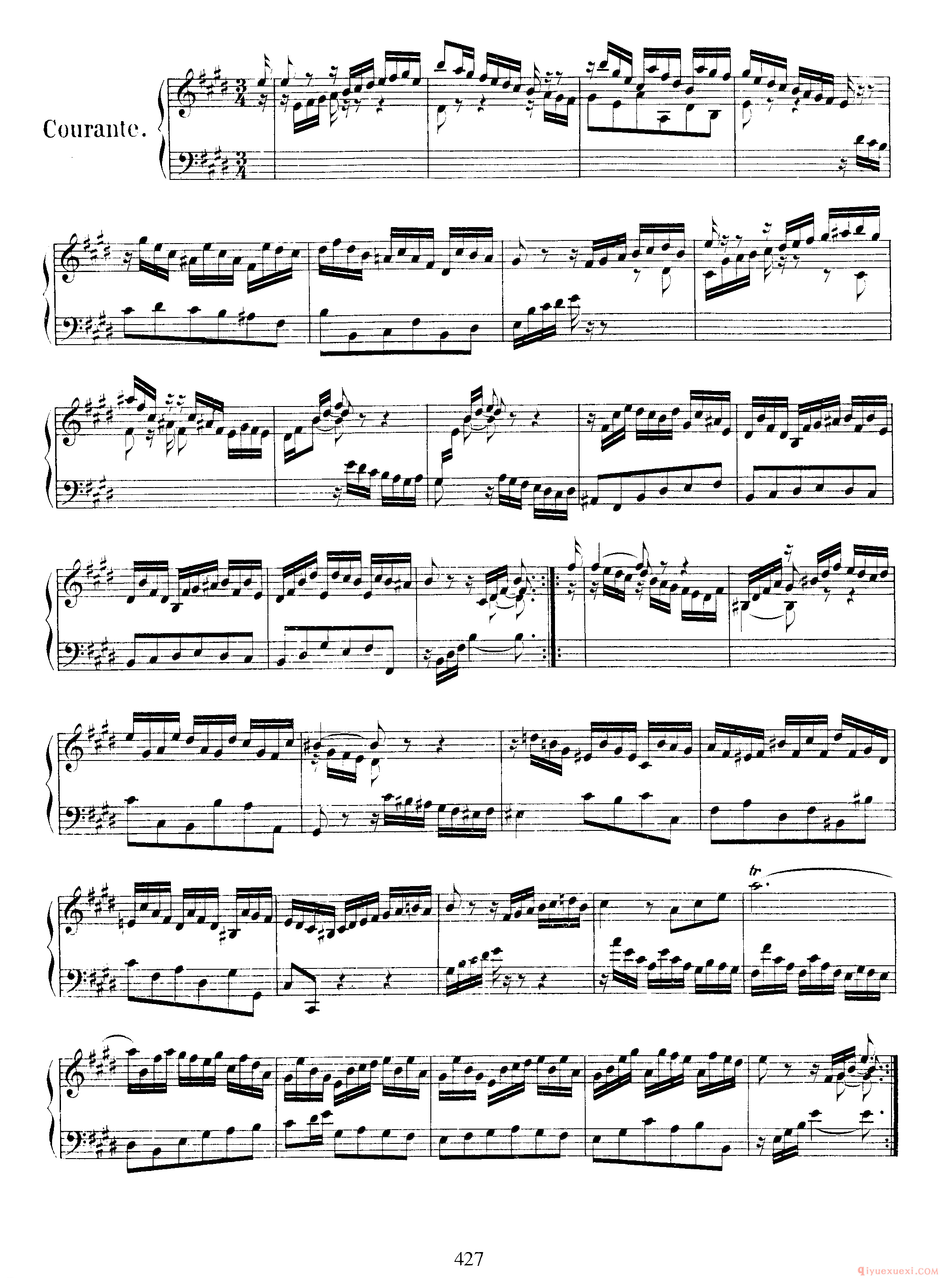 巴赫法国组曲第六首E大调《French Suite NO.6 in E Major BWV817》