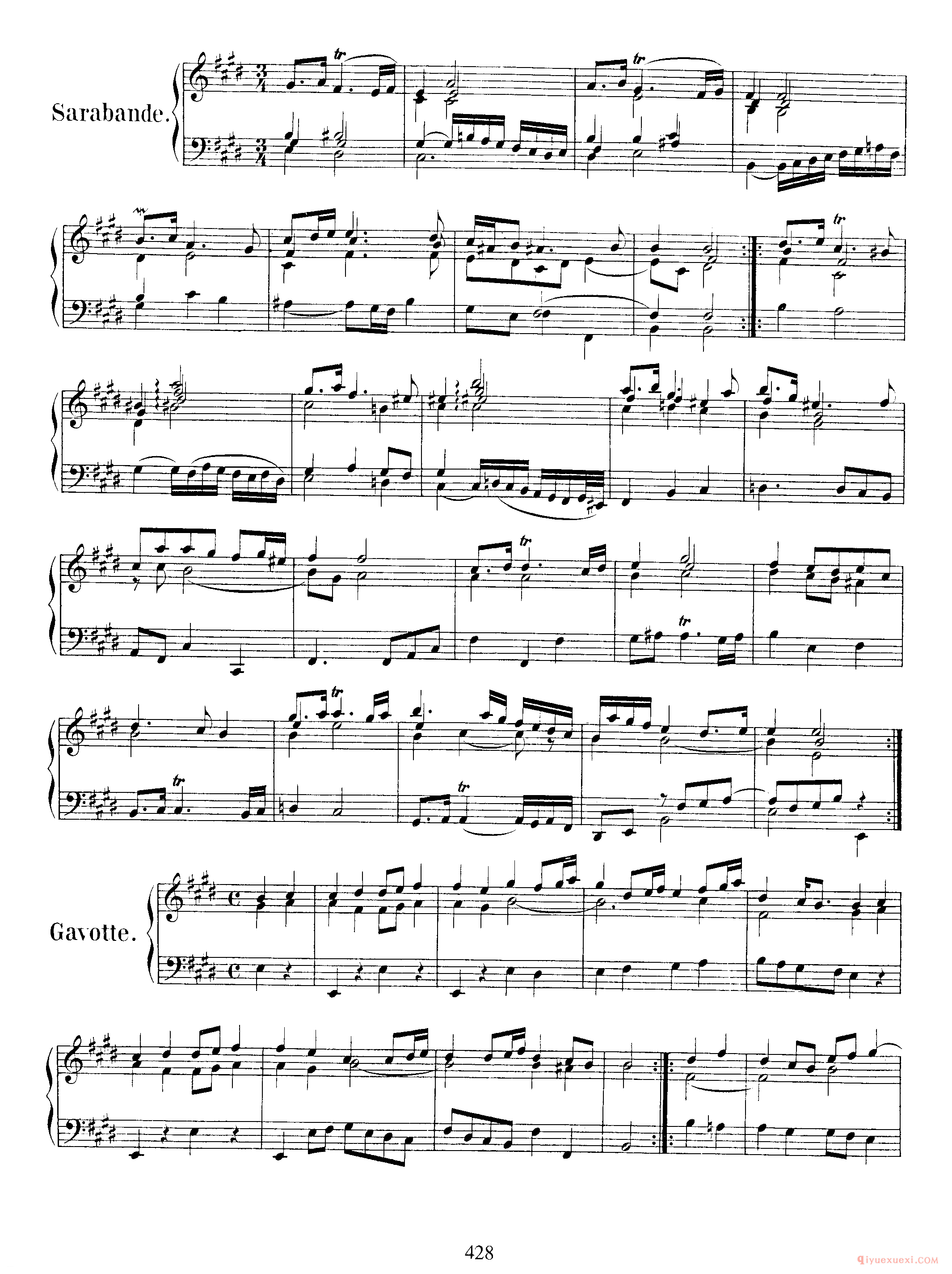 巴赫法国组曲第六首E大调《French Suite NO.6 in E Major BWV817》