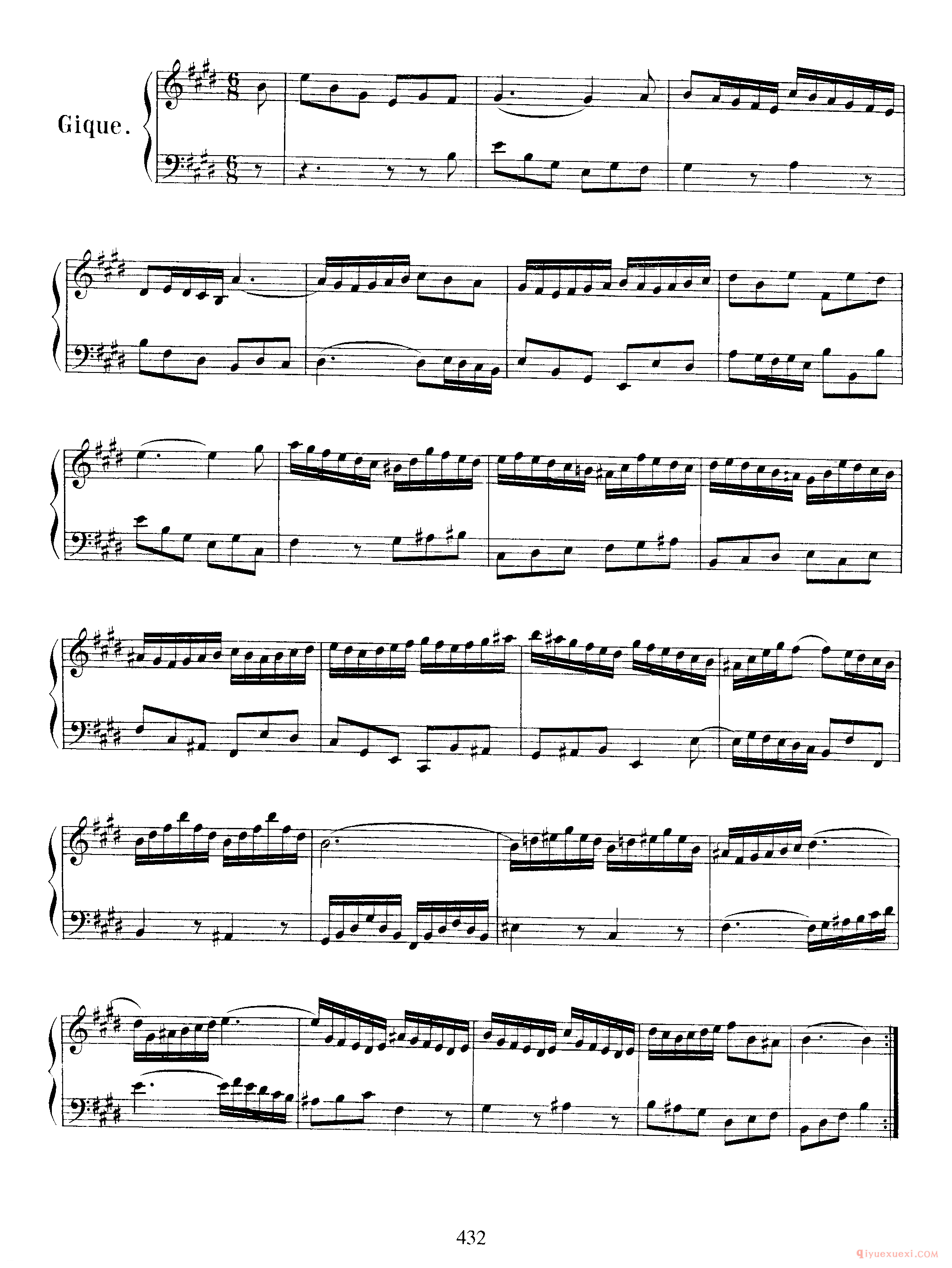 巴赫法国组曲第六首E大调《French Suite NO.6 in E Major BWV817》