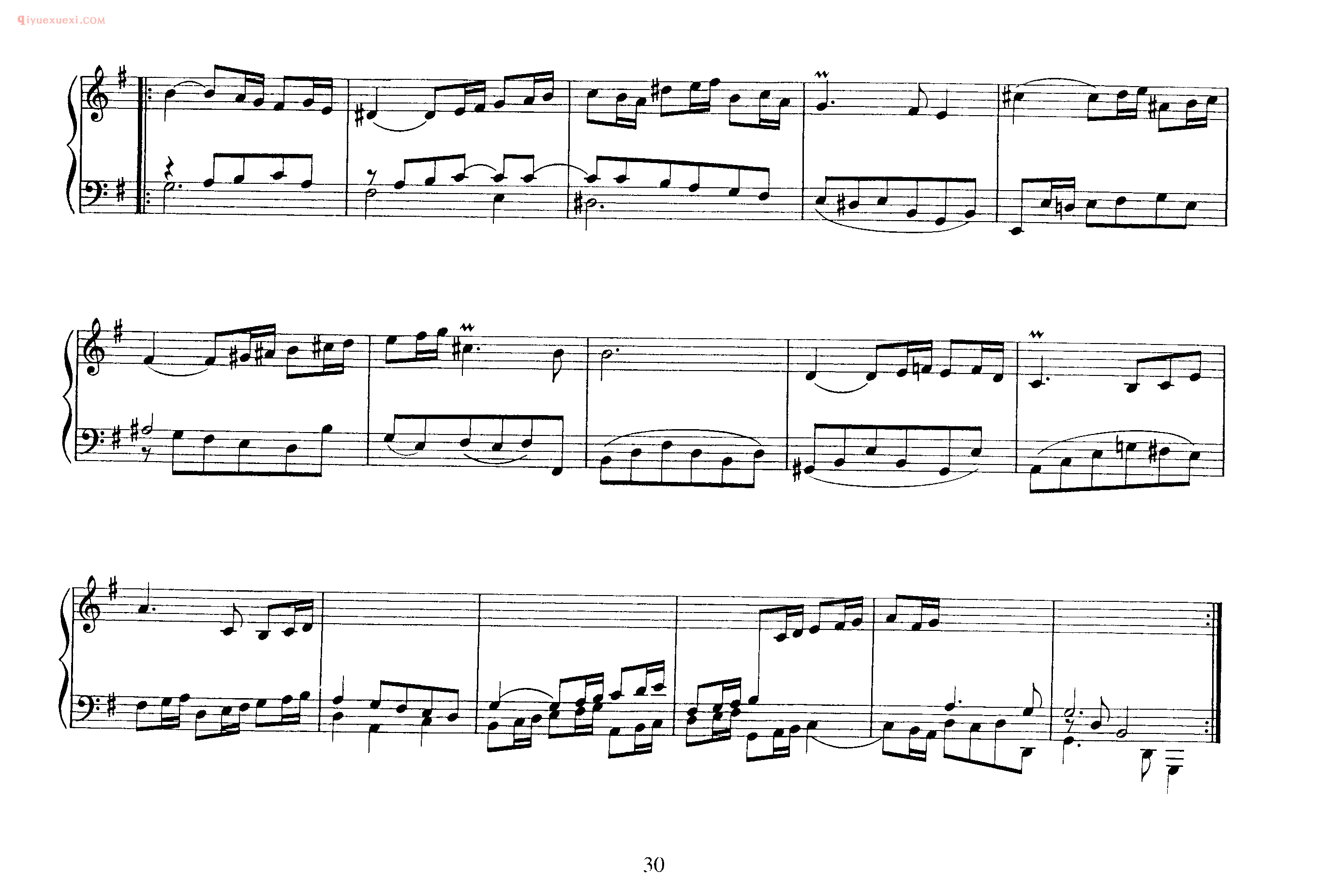 巴赫原版钢琴谱《Minuet NO.3》五线谱