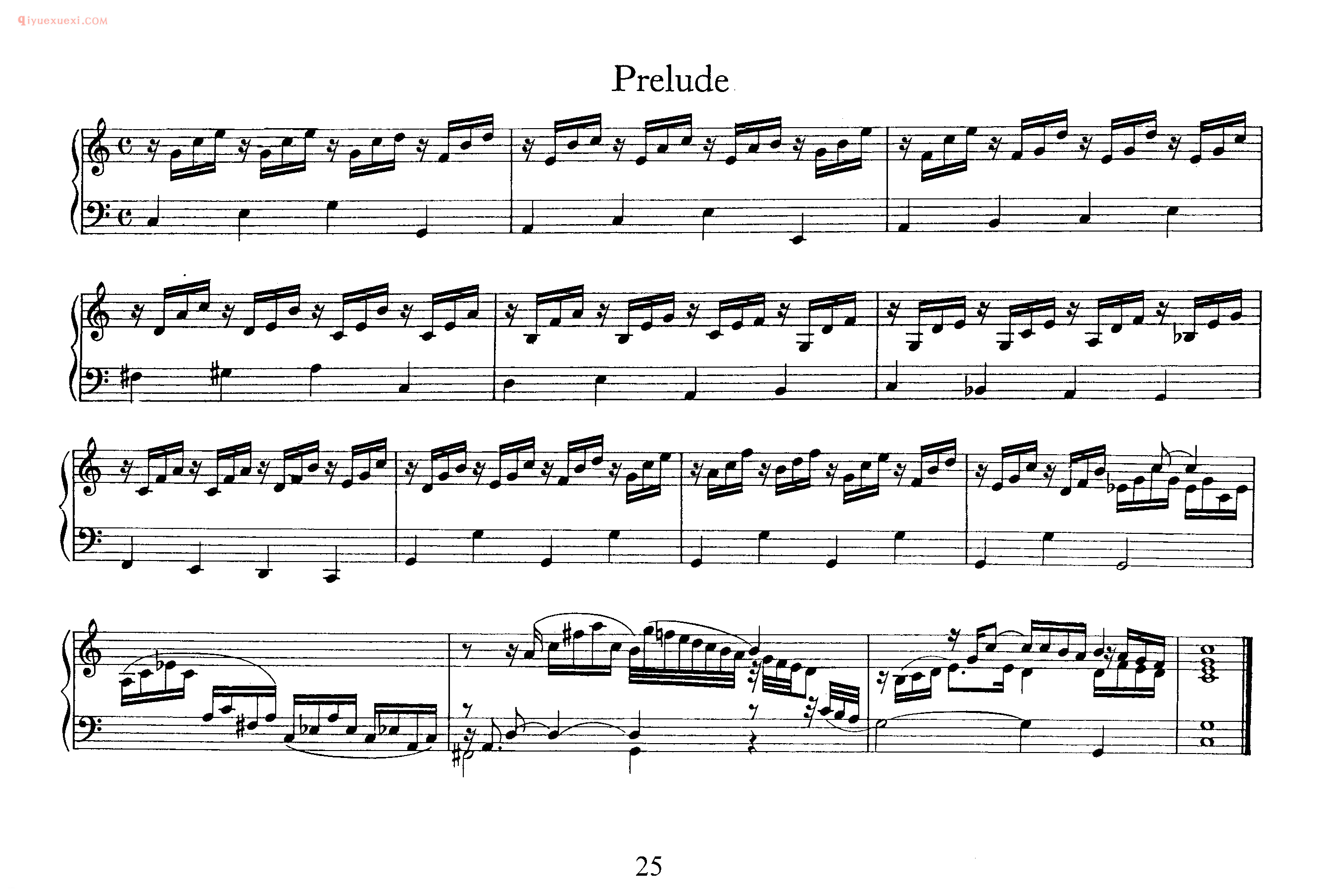 巴赫原版钢琴谱《prelude》五线谱