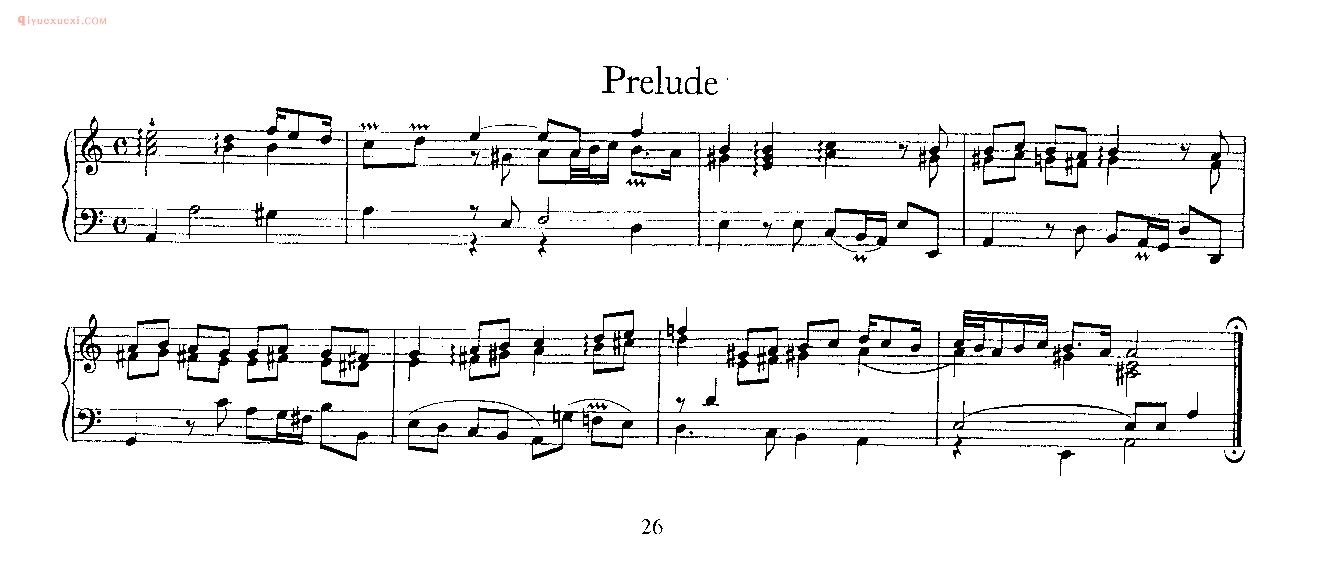 巴赫原版钢琴谱《prelude》五线谱