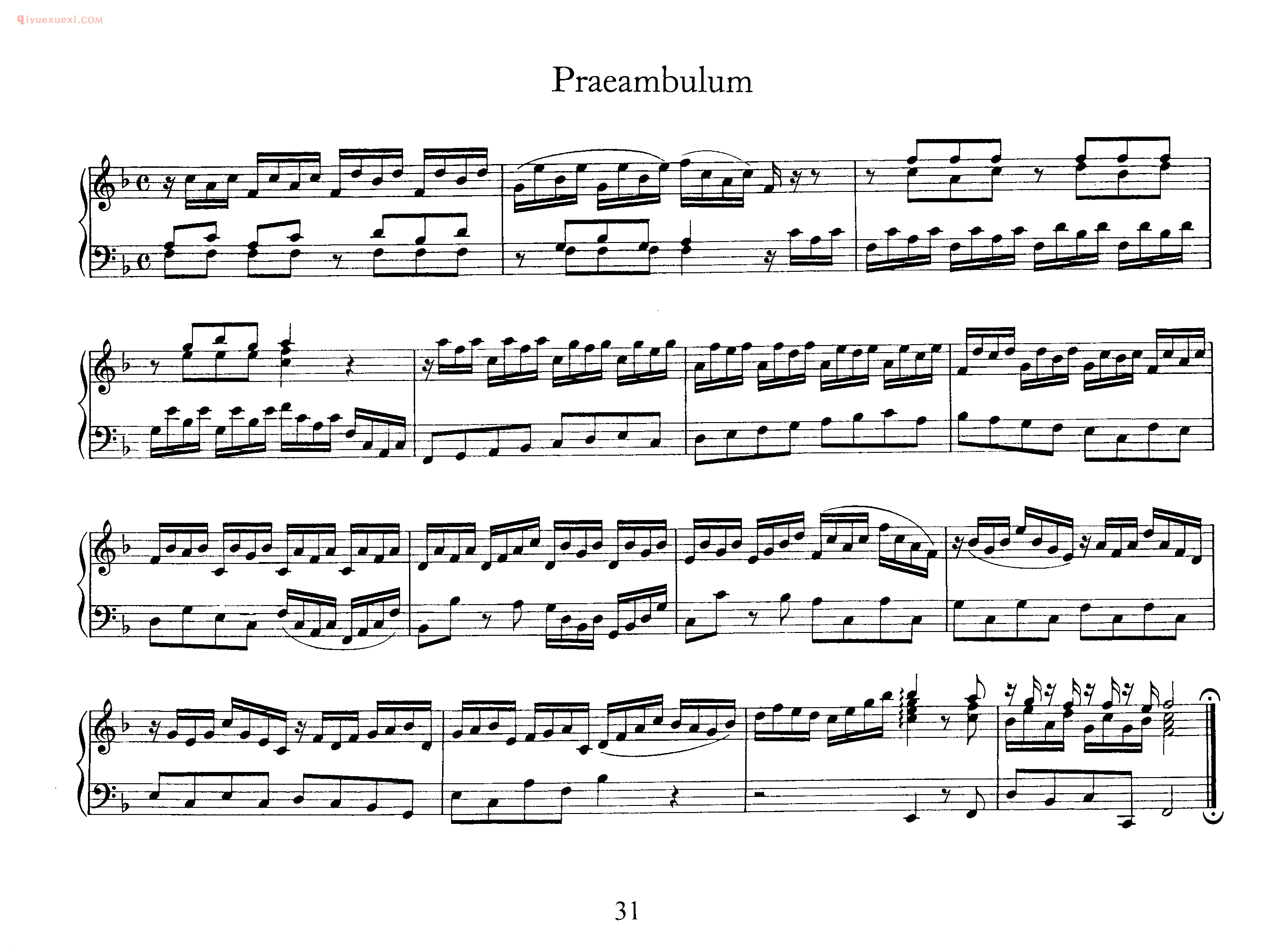 巴赫原版钢琴谱《Praeambulum》五线谱