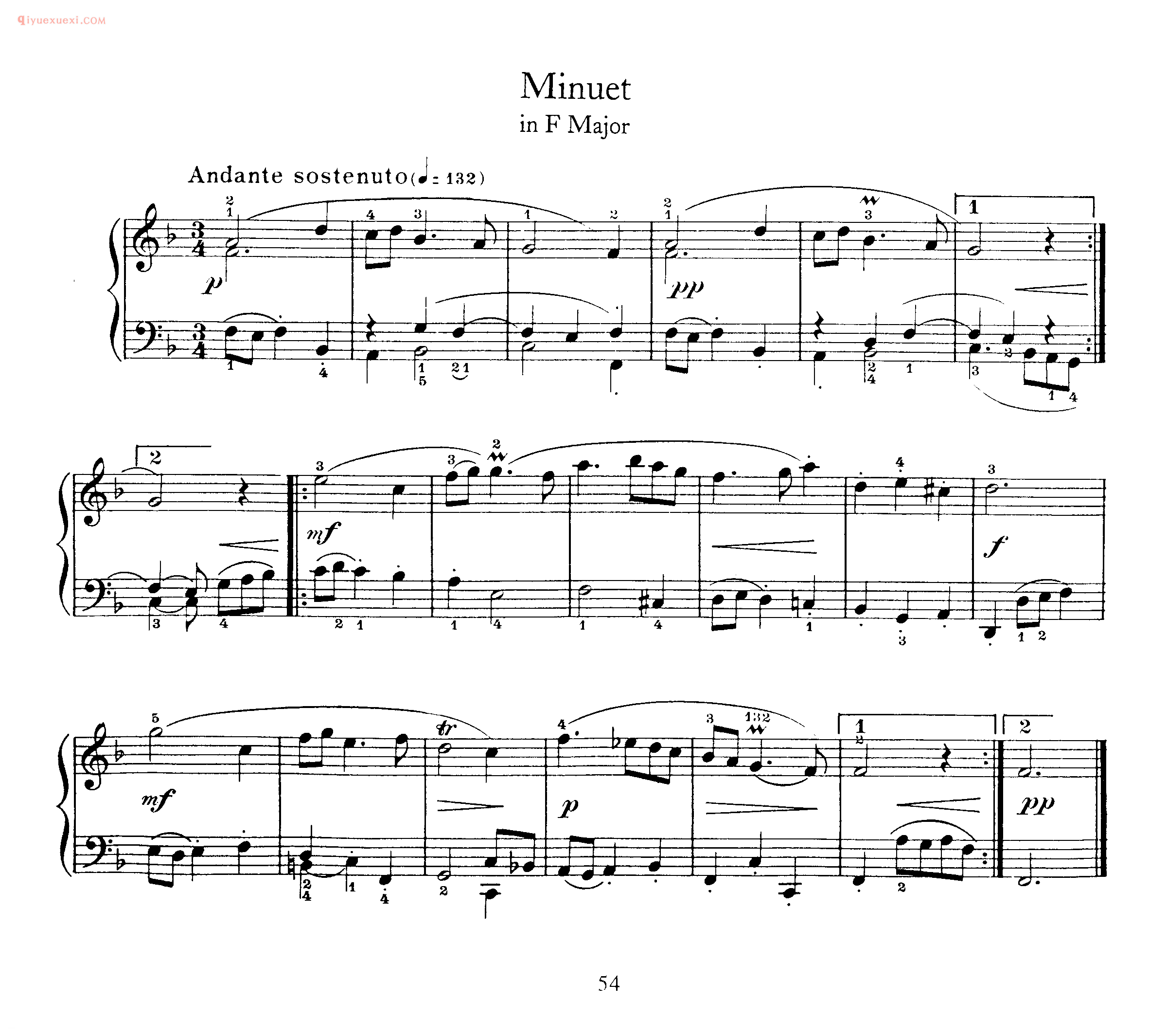 巴赫小步舞曲F大调《Minuet in F Major》巴赫钢琴作品