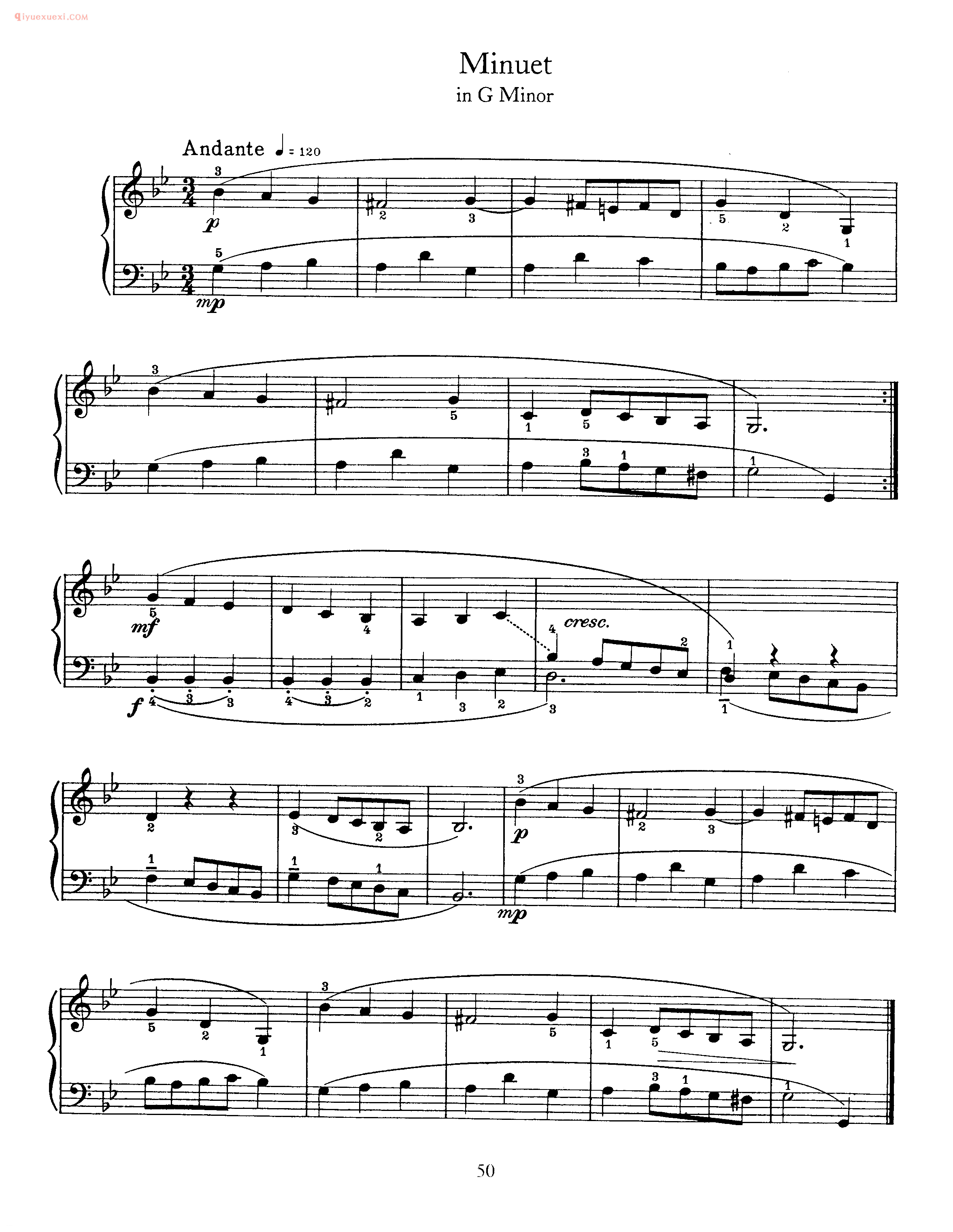 巴赫小步舞曲G小调《Minuet in G Minor》巴赫钢琴作品