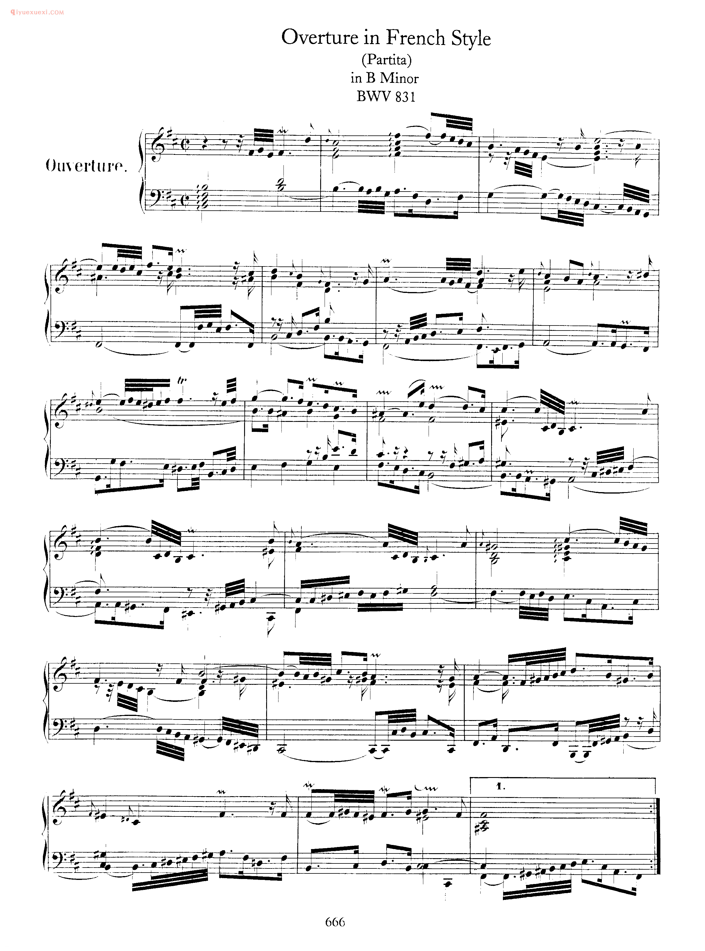 巴赫法国风格序曲《Overture in French Style BWV 831》巴赫钢琴作品