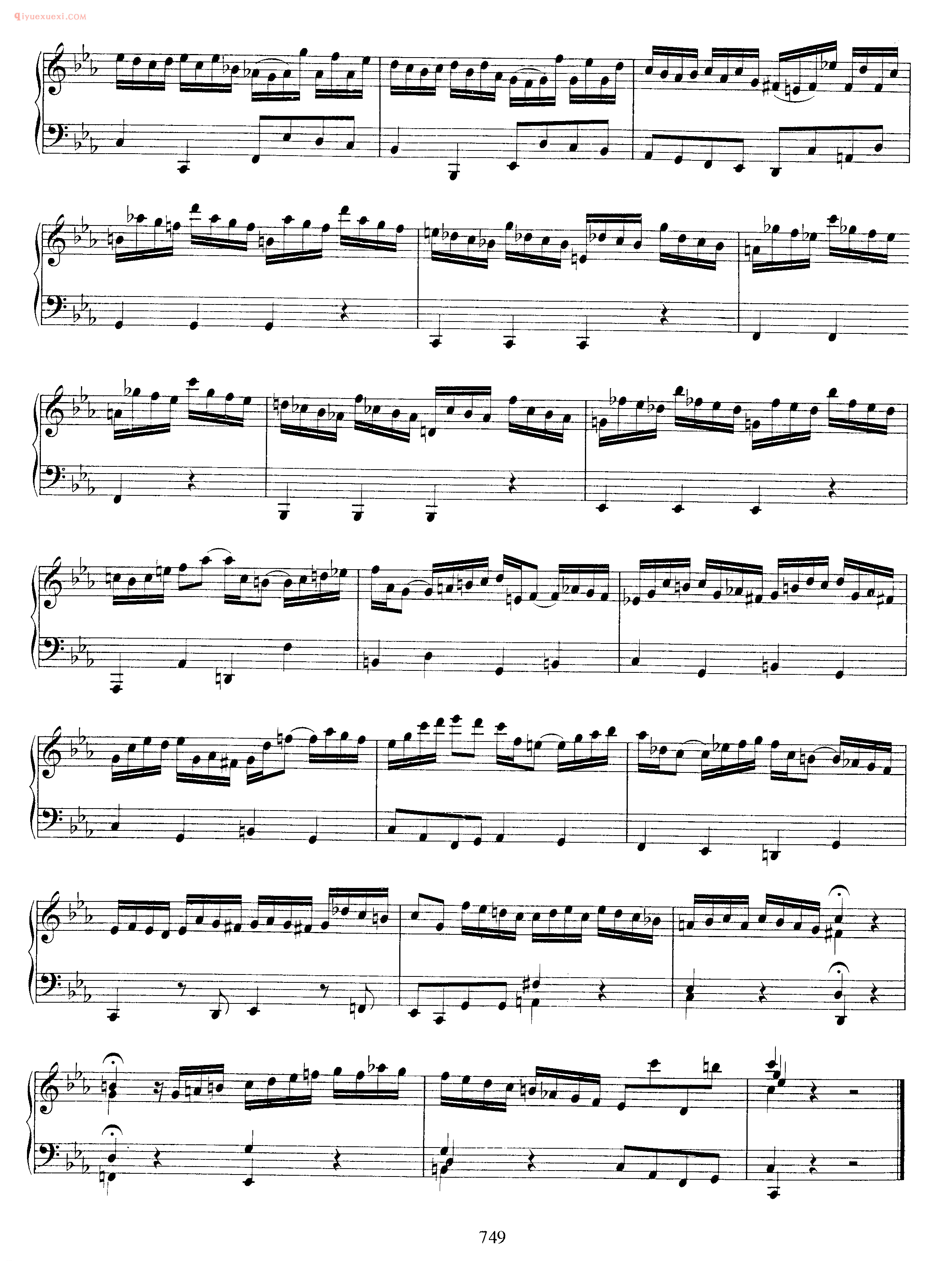 巴赫C小调帕蒂塔键盘练习曲《Pratita_for Lute or Keyboard_in C Minor BWV997》巴赫钢琴作品