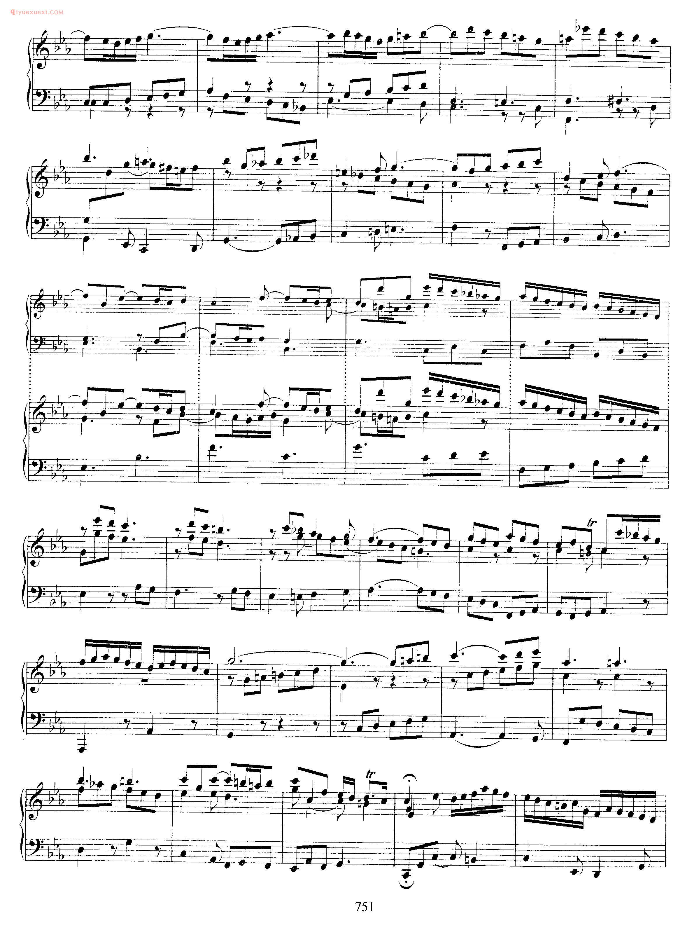 巴赫C小调帕蒂塔键盘练习曲《Pratita_for Lute or Keyboard_in C Minor BWV997》巴赫钢琴作品