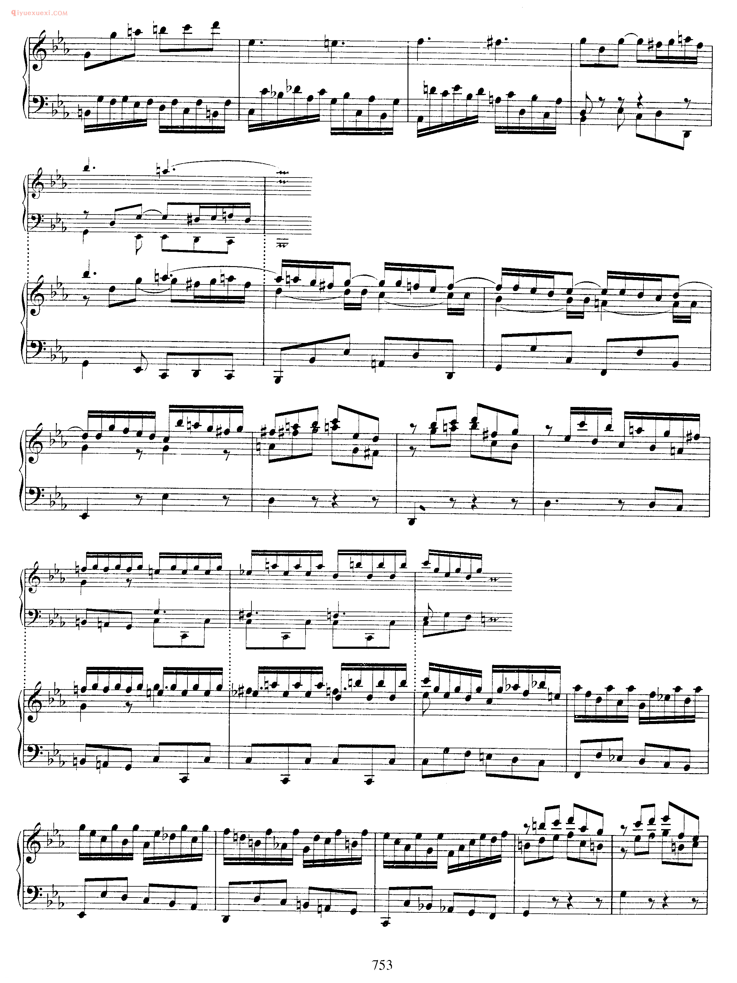 巴赫C小调帕蒂塔键盘练习曲《Pratita_for Lute or Keyboard_in C Minor BWV997》巴赫钢琴作品