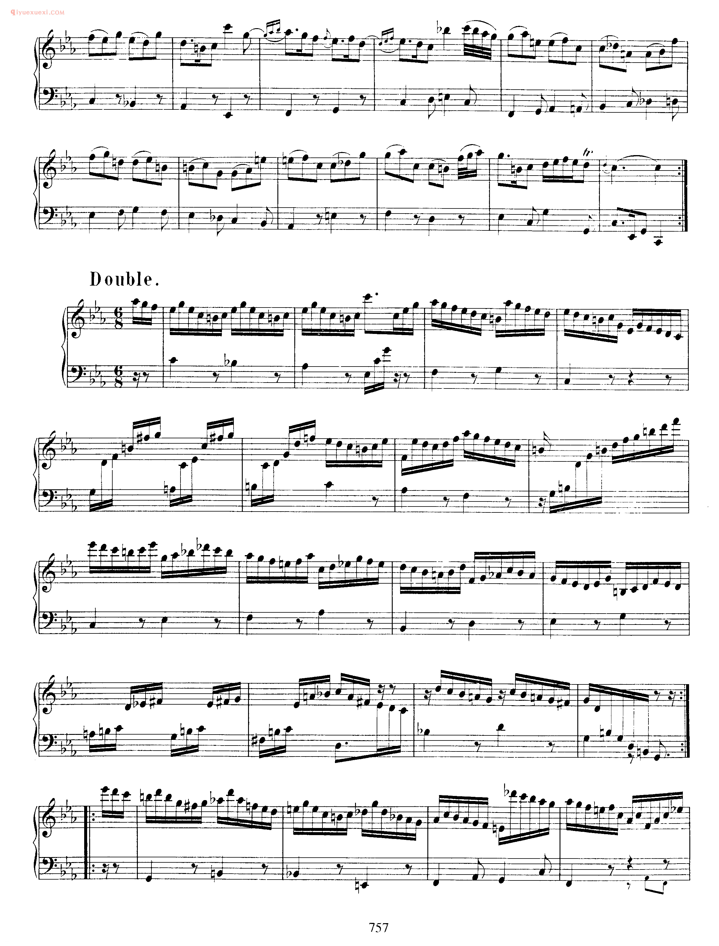 巴赫C小调帕蒂塔键盘练习曲《Pratita_for Lute or Keyboard_in C Minor BWV997》巴赫钢琴作品